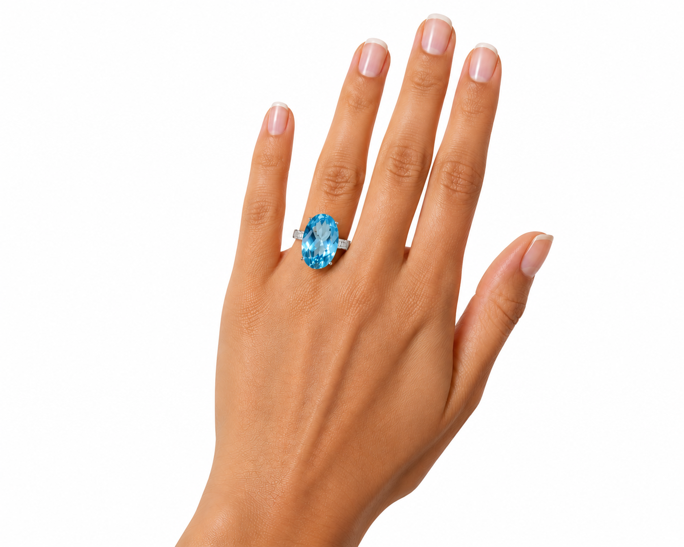 Swiss Blue Topaz Statement Ring 15CT 13x18mm, Large Blue Topaz Gemstone Ring