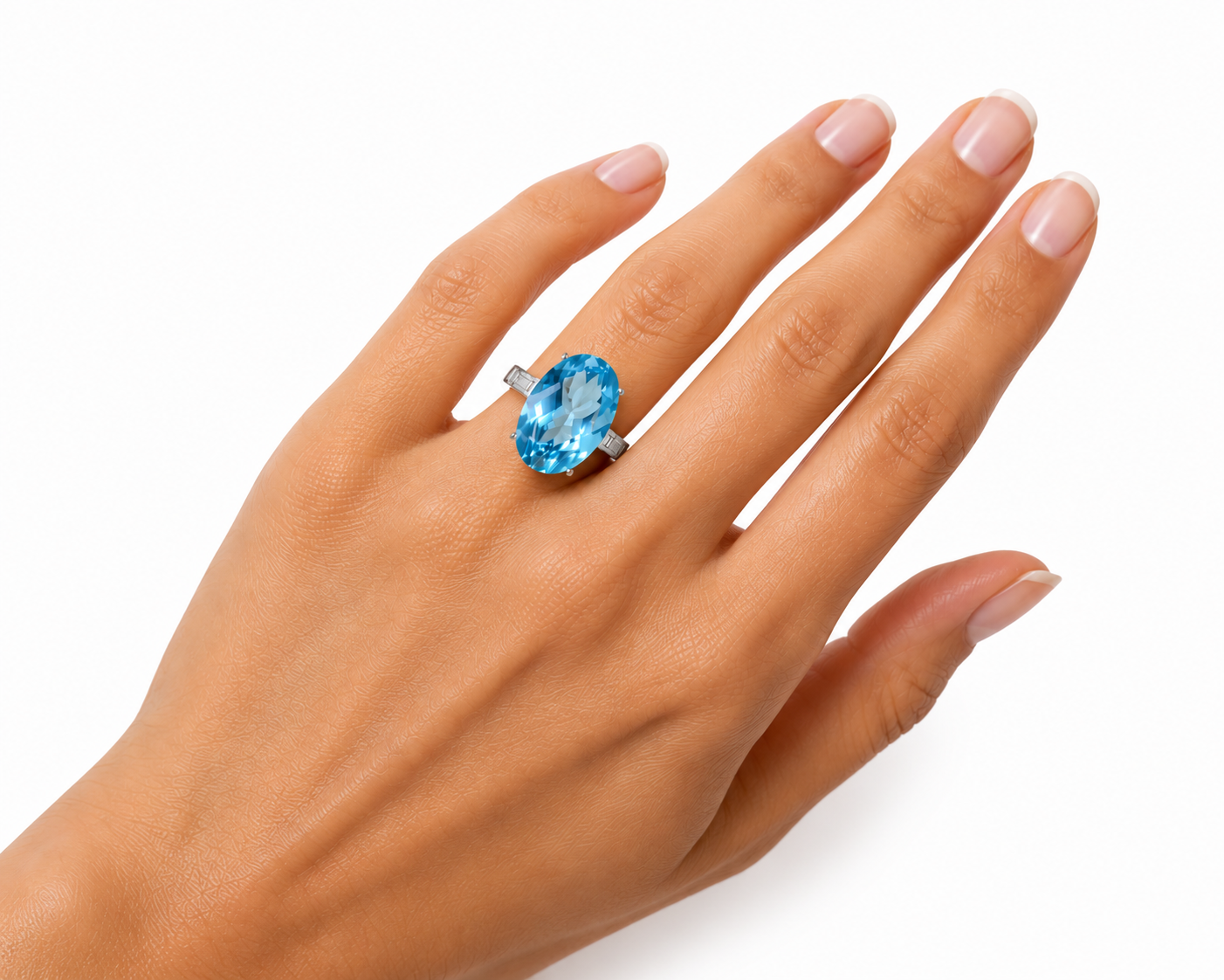 Swiss Blue Topaz Statement Ring 15CT 13x18mm, Large Blue Topaz Gemstone Ring