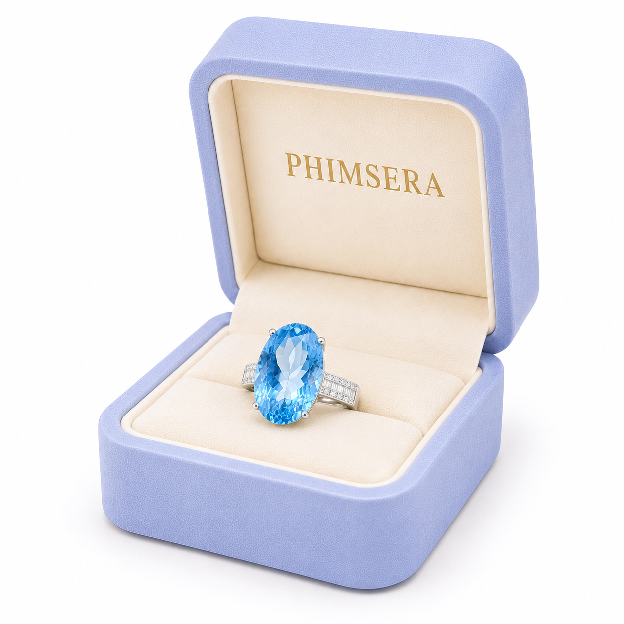 Swiss Blue Topaz Statement Ring 15CT 13x18mm, Large Blue Topaz Gemstone Ring