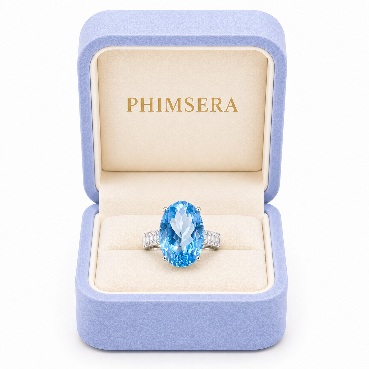 Swiss Blue Topaz Statement Ring 15CT 13x18mm, Large Blue Topaz Gemstone Ring