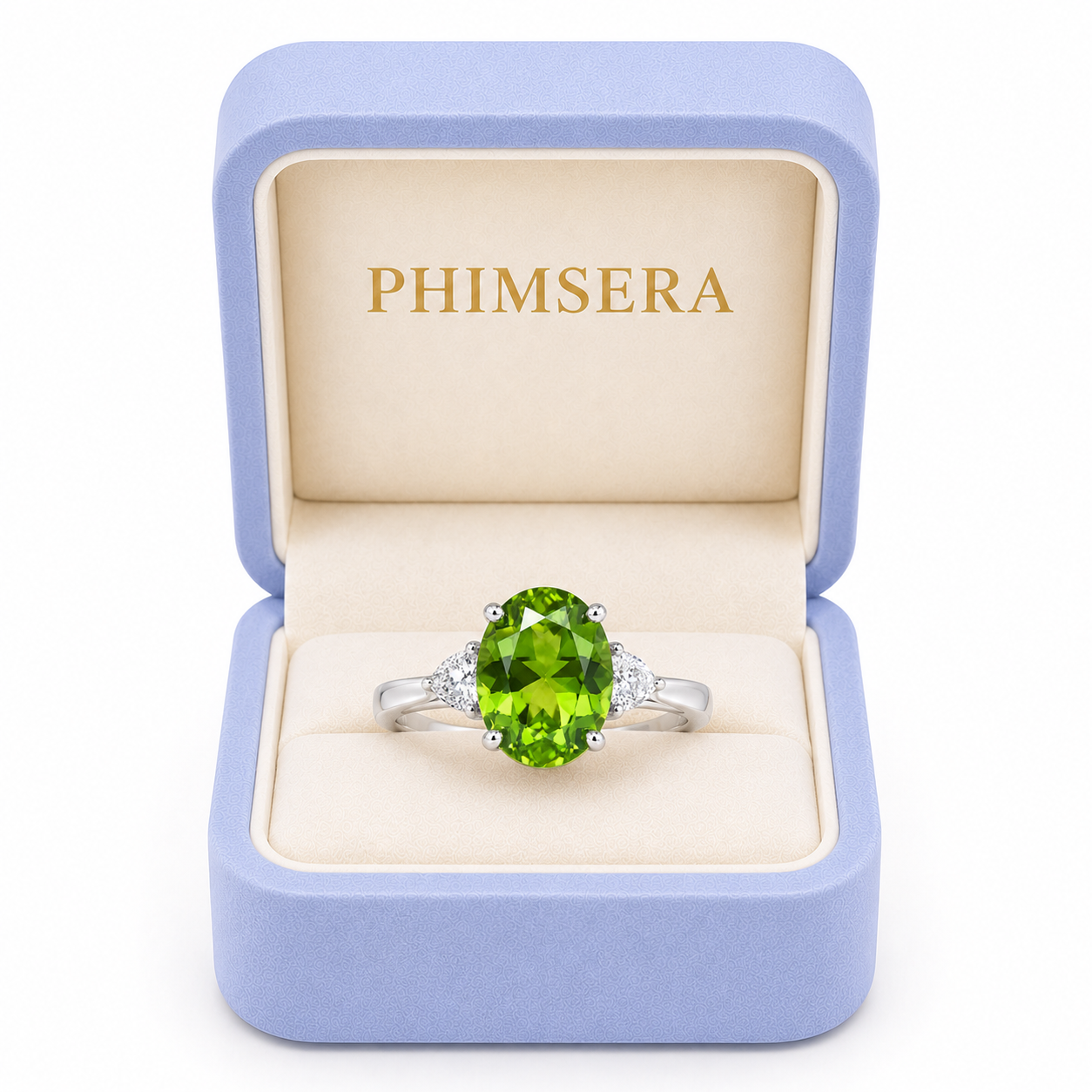 3CT Peridot Birthstone Ring 925 Sterling Silver 8x10mm