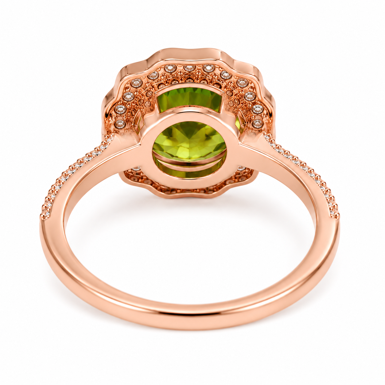 Natural Peridot Gemstone Ring 9mm 3.5CT, August Birthstone Peridot Ring Sterling