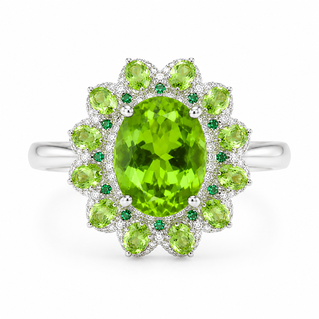 Large Peridot Cocktail Ring, August Birthstone Peridot