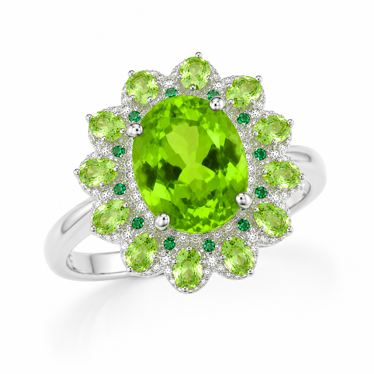 Large Peridot Cocktail Ring, August Birthstone Peridot