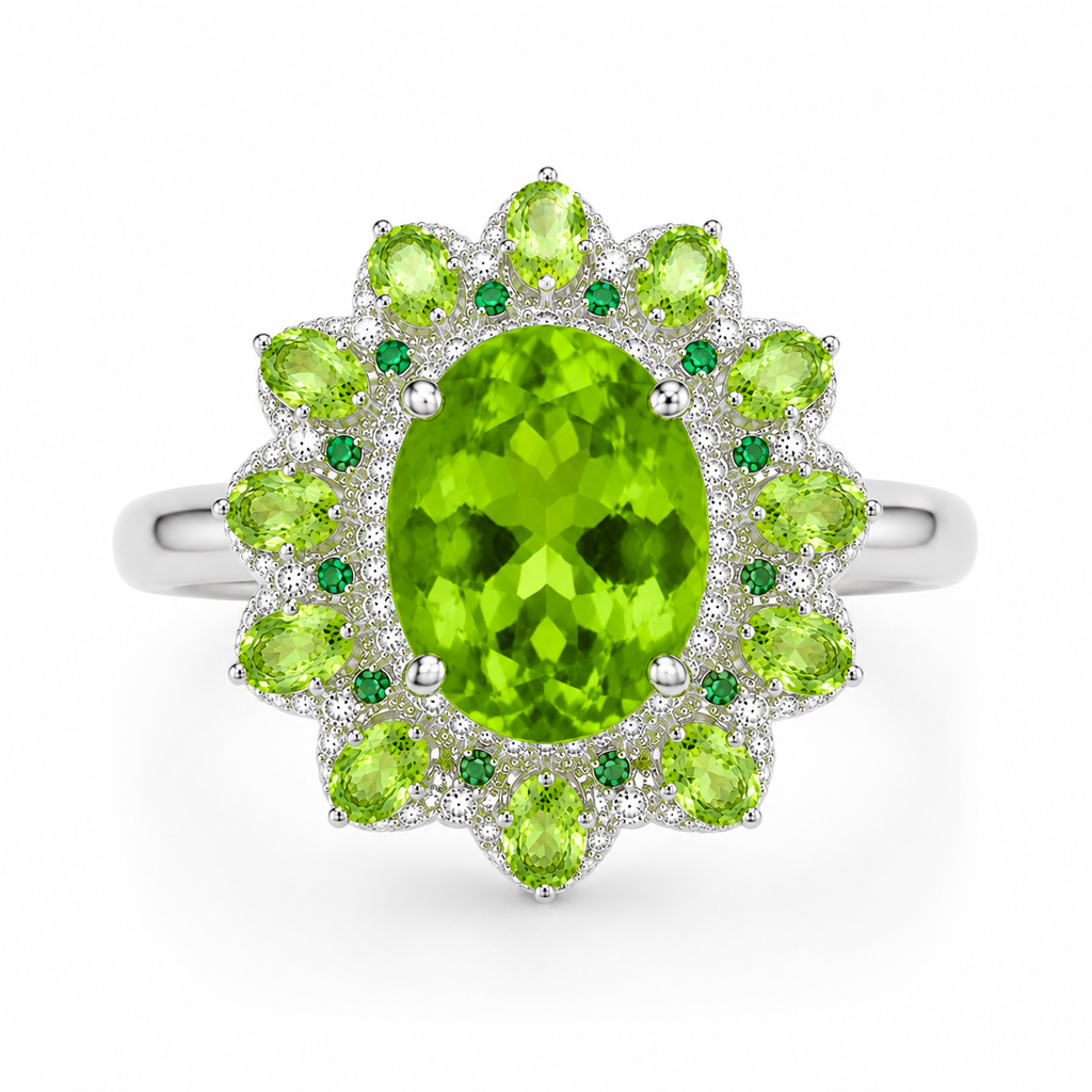 Large Peridot Cocktail Ring, August Birthstone Peridot