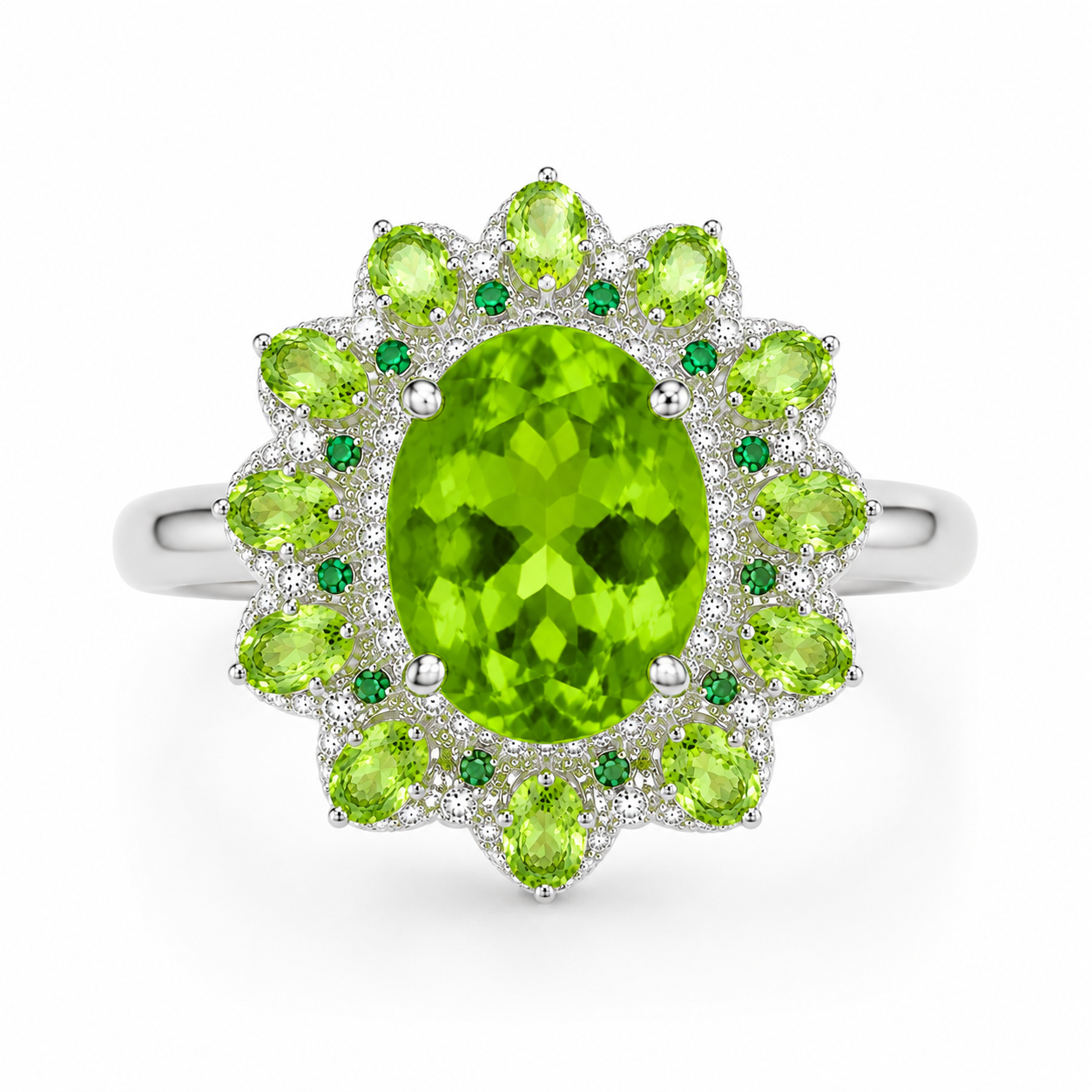 Large Peridot Cocktail Ring, August Birthstone Peridot