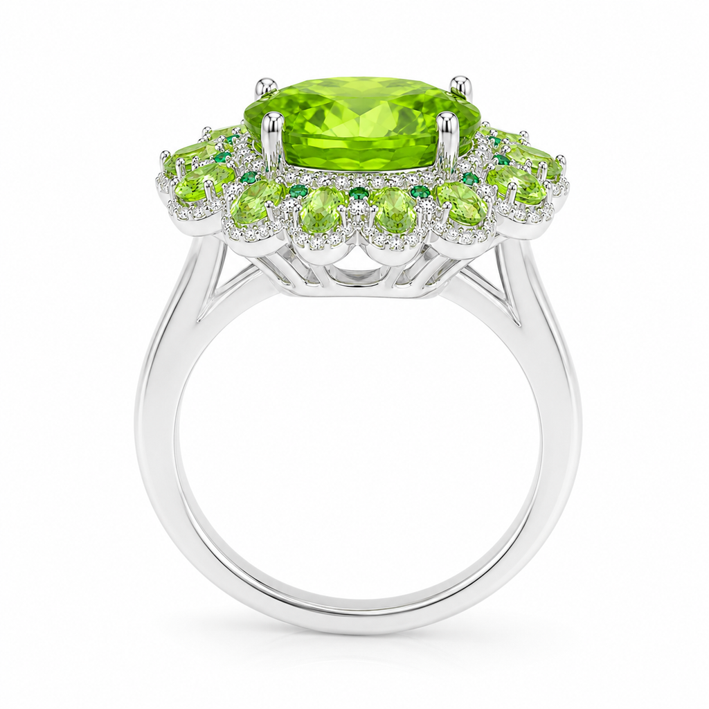 Large Peridot Cocktail Ring, August Birthstone Peridot
