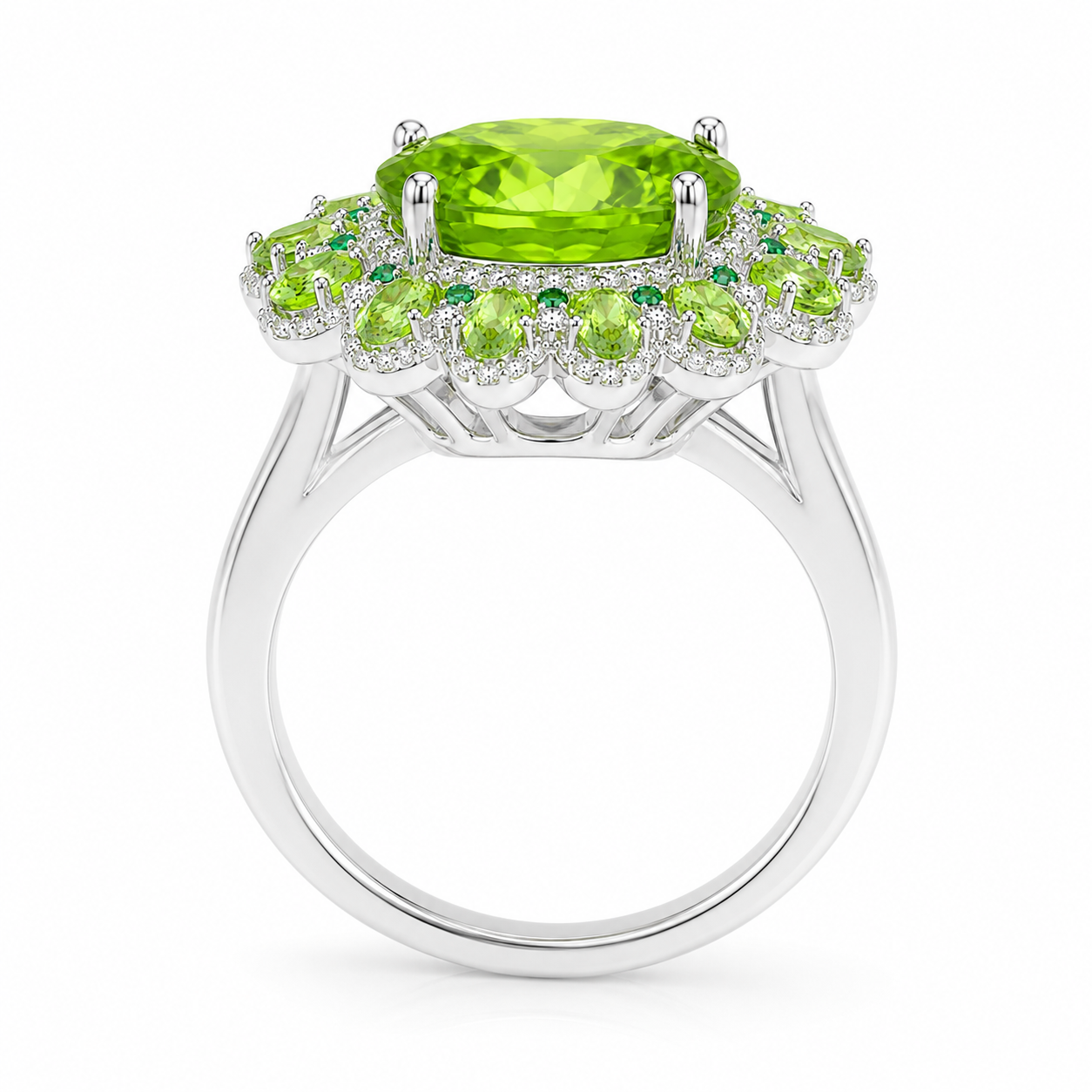 Large Peridot Cocktail Ring, August Birthstone Peridot