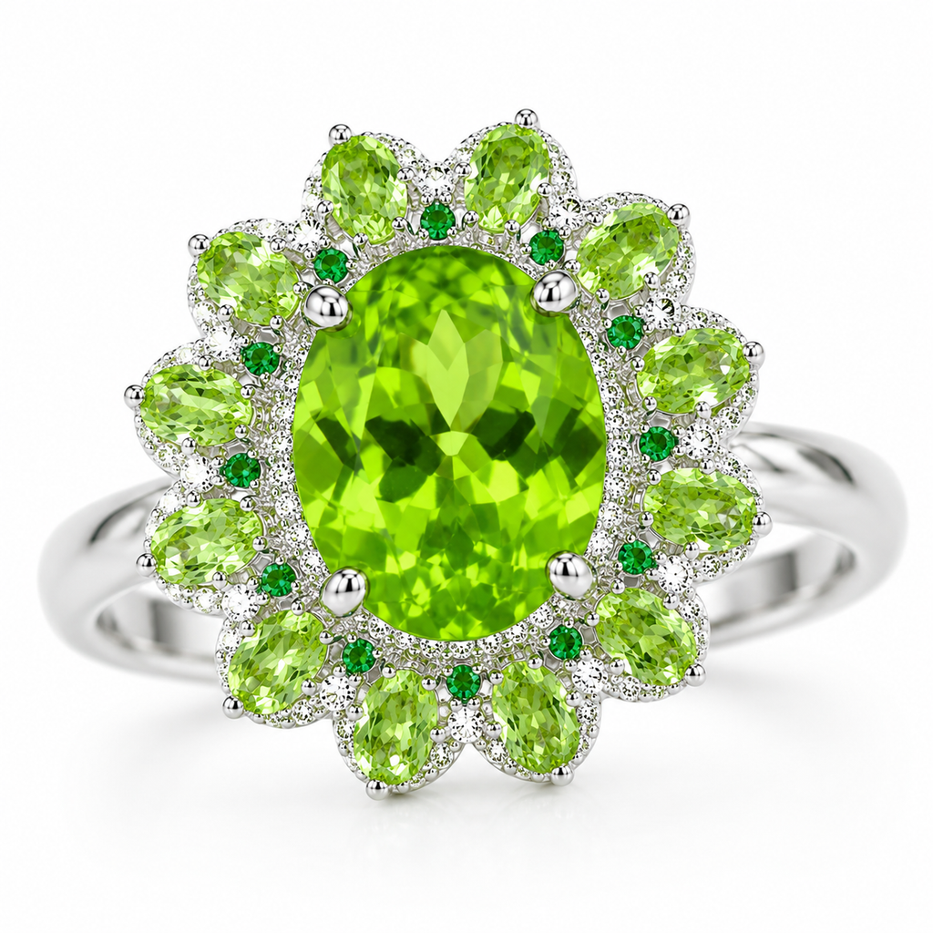 Large Peridot Cocktail Ring, August Birthstone Peridot