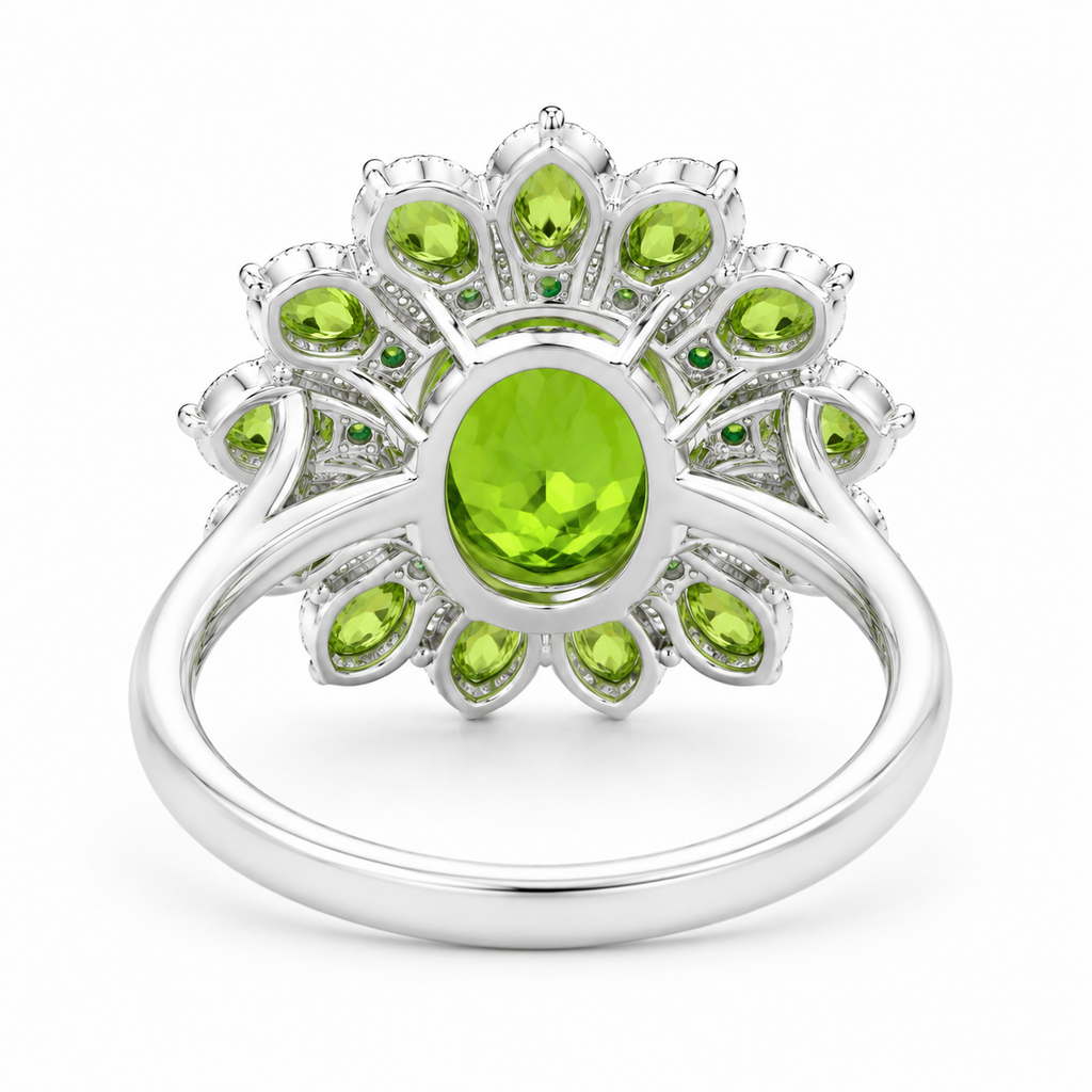 Large Peridot Cocktail Ring, August Birthstone Peridot