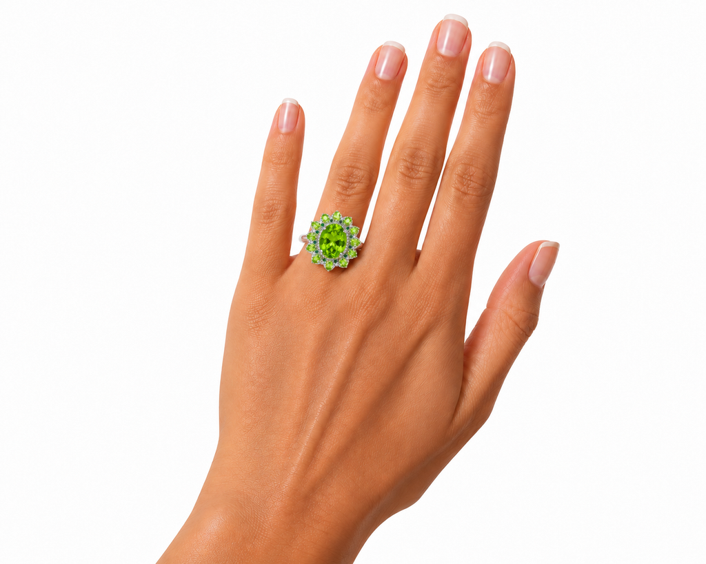 Large Peridot Cocktail Ring, August Birthstone Peridot