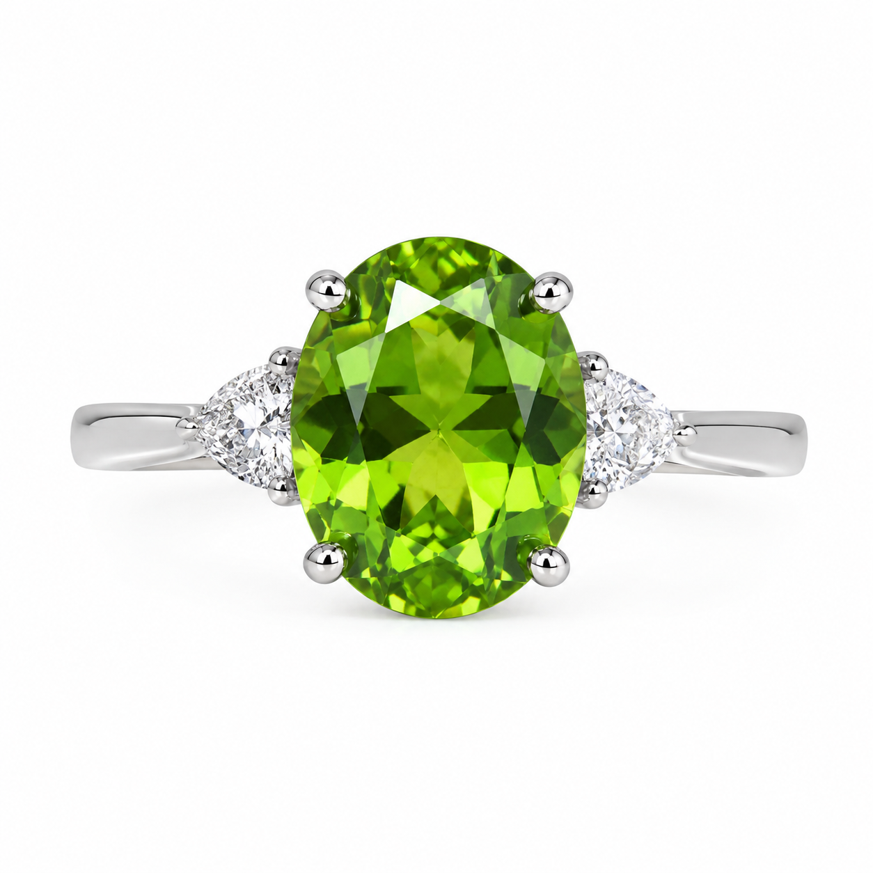 3CT Peridot Birthstone Ring 925 Sterling Silver 8x10mm