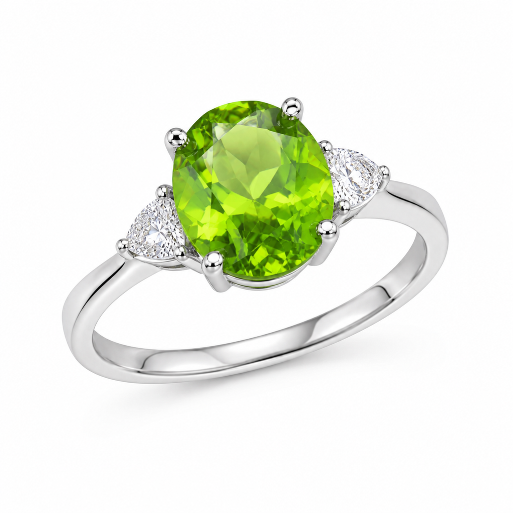 3CT Peridot Birthstone Ring 925 Sterling Silver 8x10mm