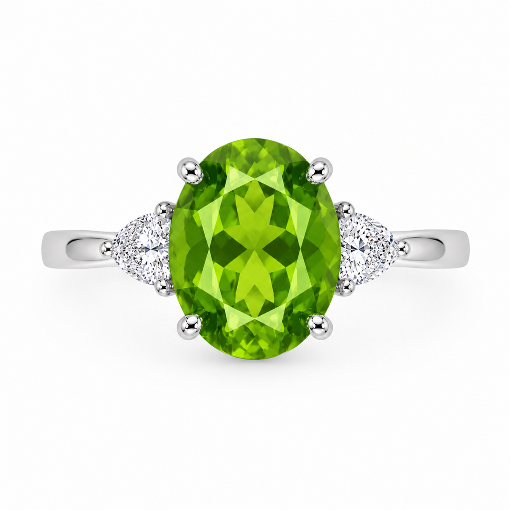 3CT Peridot Birthstone Ring 925 Sterling Silver 8x10mm