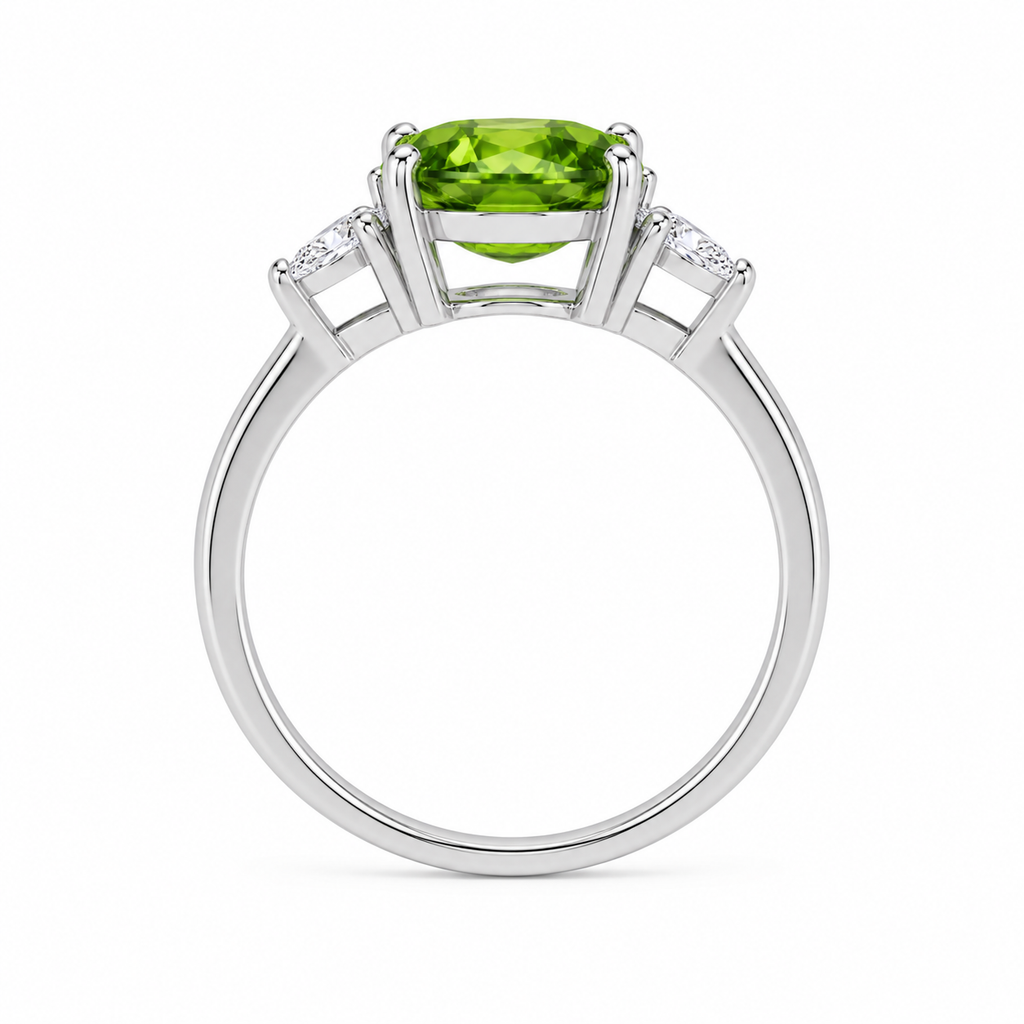 3CT Peridot Birthstone Ring 925 Sterling Silver 8x10mm