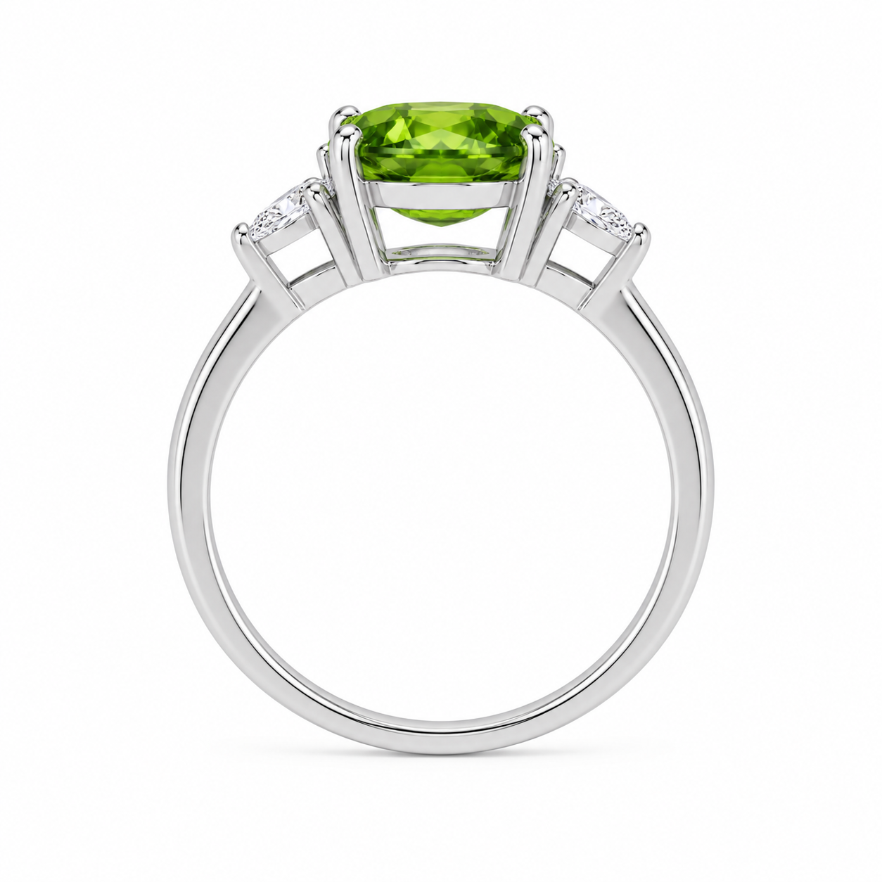 3CT Peridot Birthstone Ring 925 Sterling Silver 8x10mm