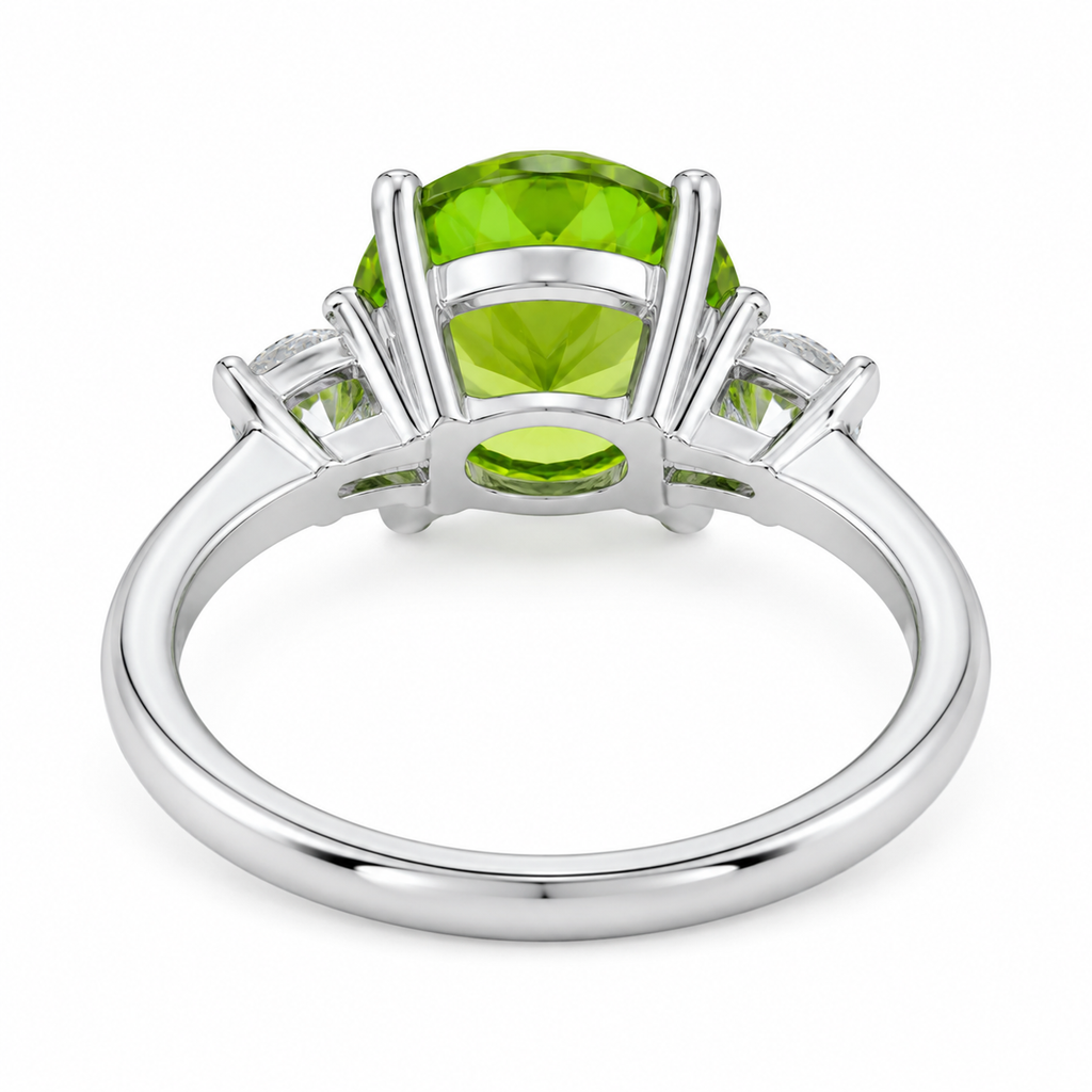 3CT Peridot Birthstone Ring 925 Sterling Silver 8x10mm