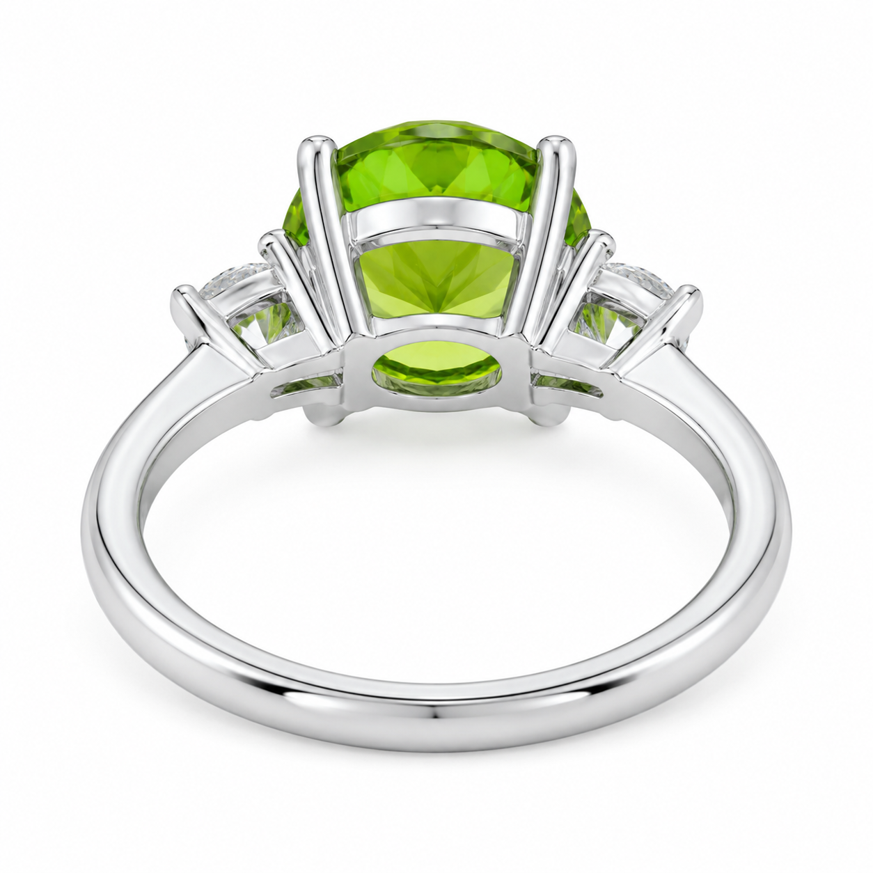 3CT Peridot Birthstone Ring 925 Sterling Silver 8x10mm