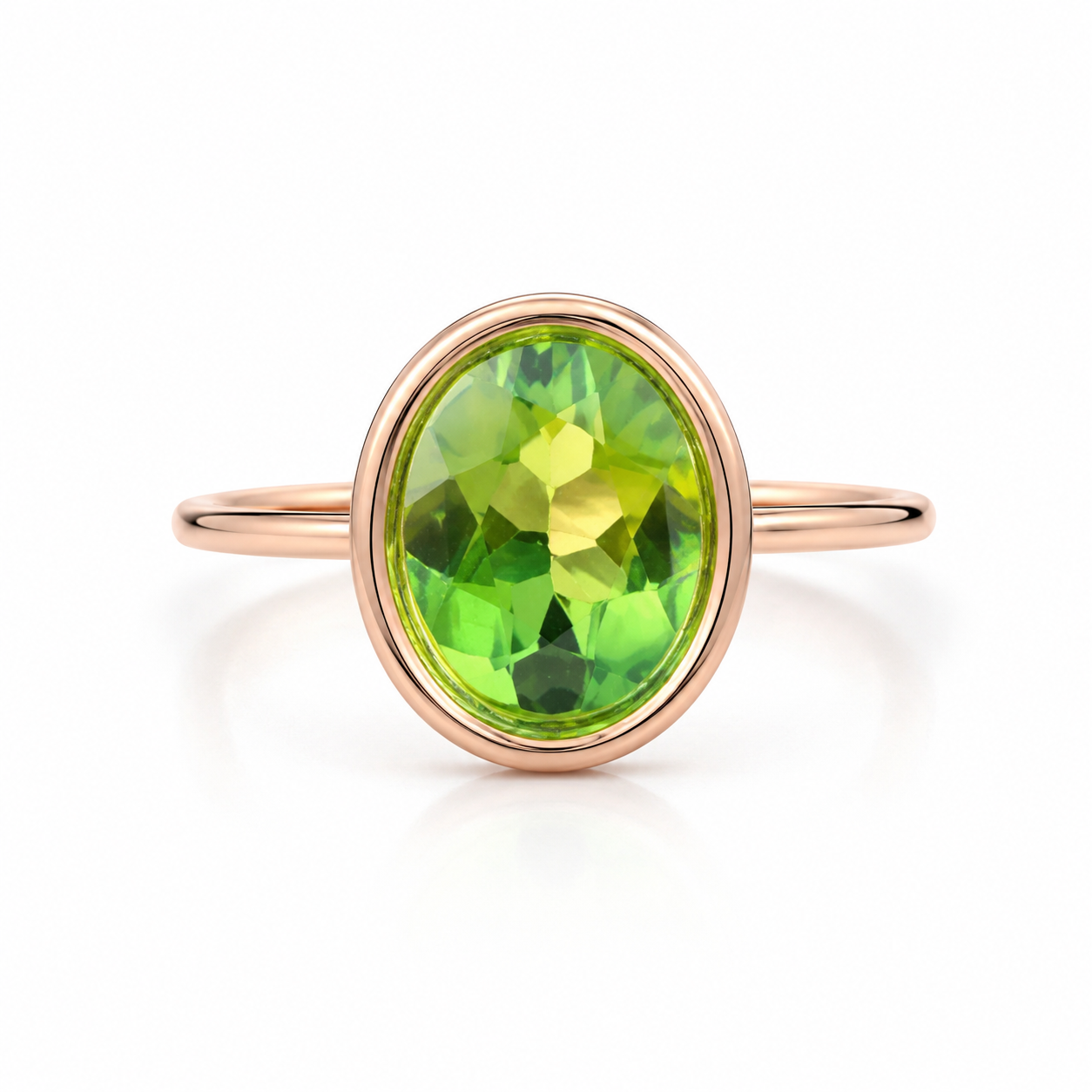 2CT Natural Peridot Gemstone Ring 7x9mm