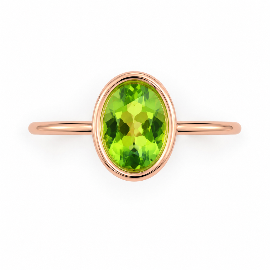 2CT Natural Peridot Gemstone Ring 7x9mm
