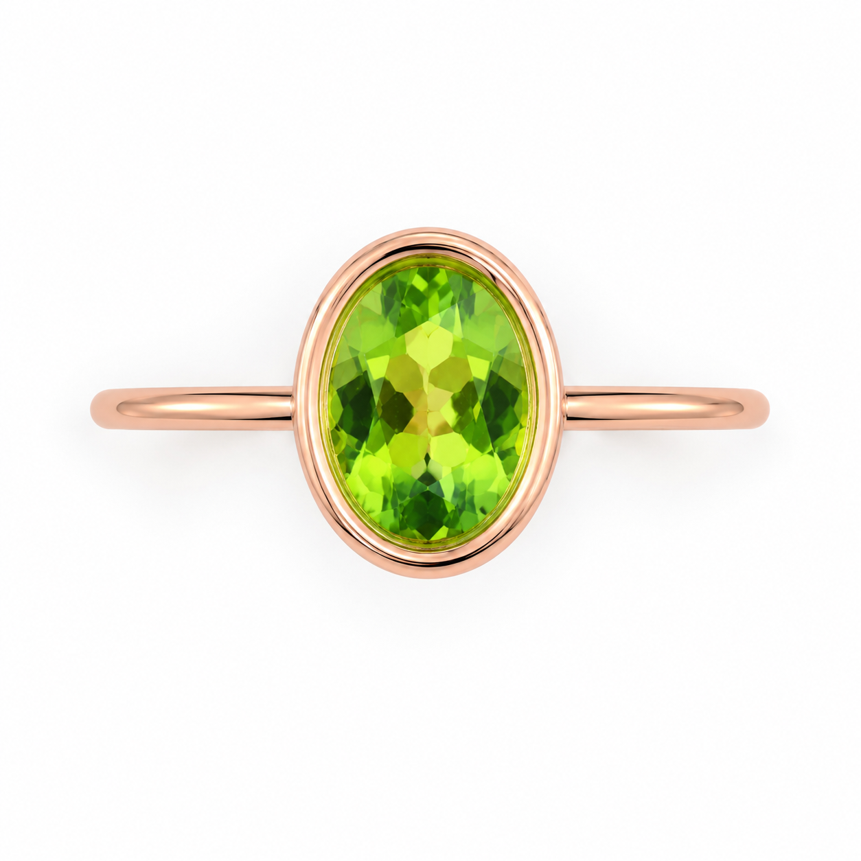 2CT Natural Peridot Gemstone Ring 7x9mm