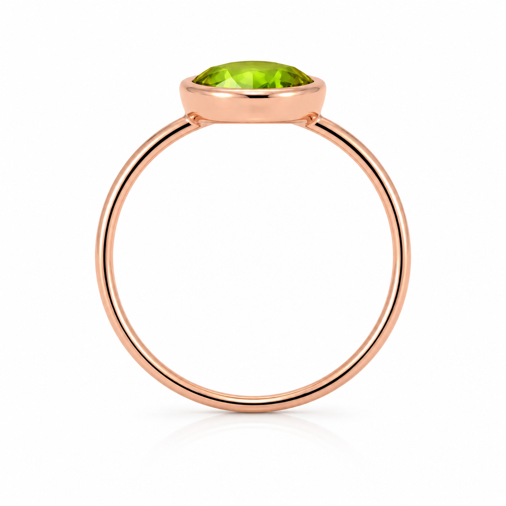 2CT Natural Peridot Gemstone Ring 7x9mm