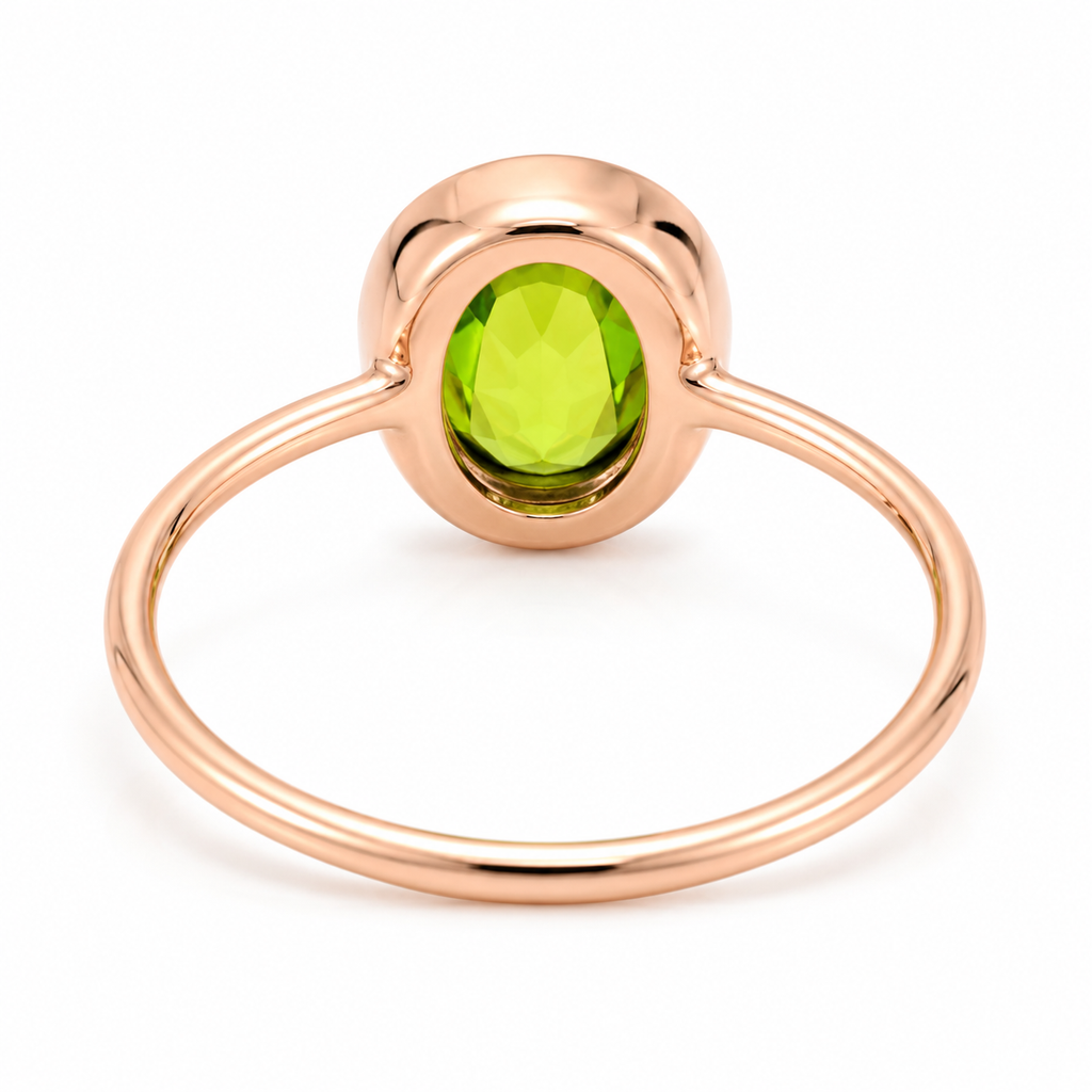 2CT Natural Peridot Gemstone Ring 7x9mm