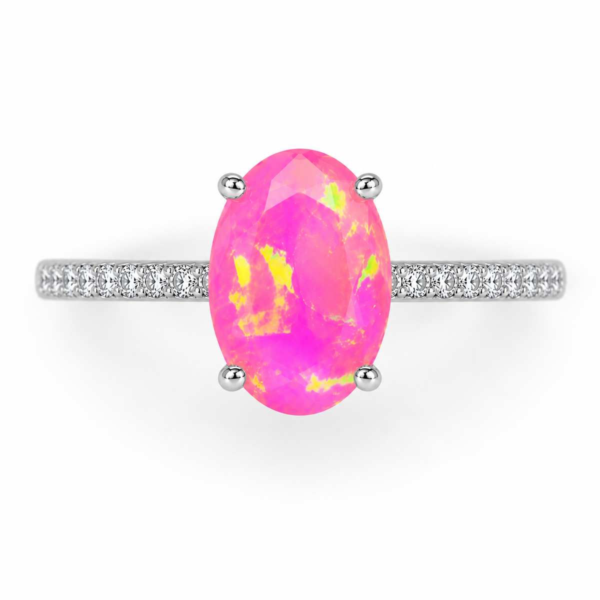 Pink Fire Opal Large Statement Ring 9x14mm, Natural Pink Fire Opal Ring