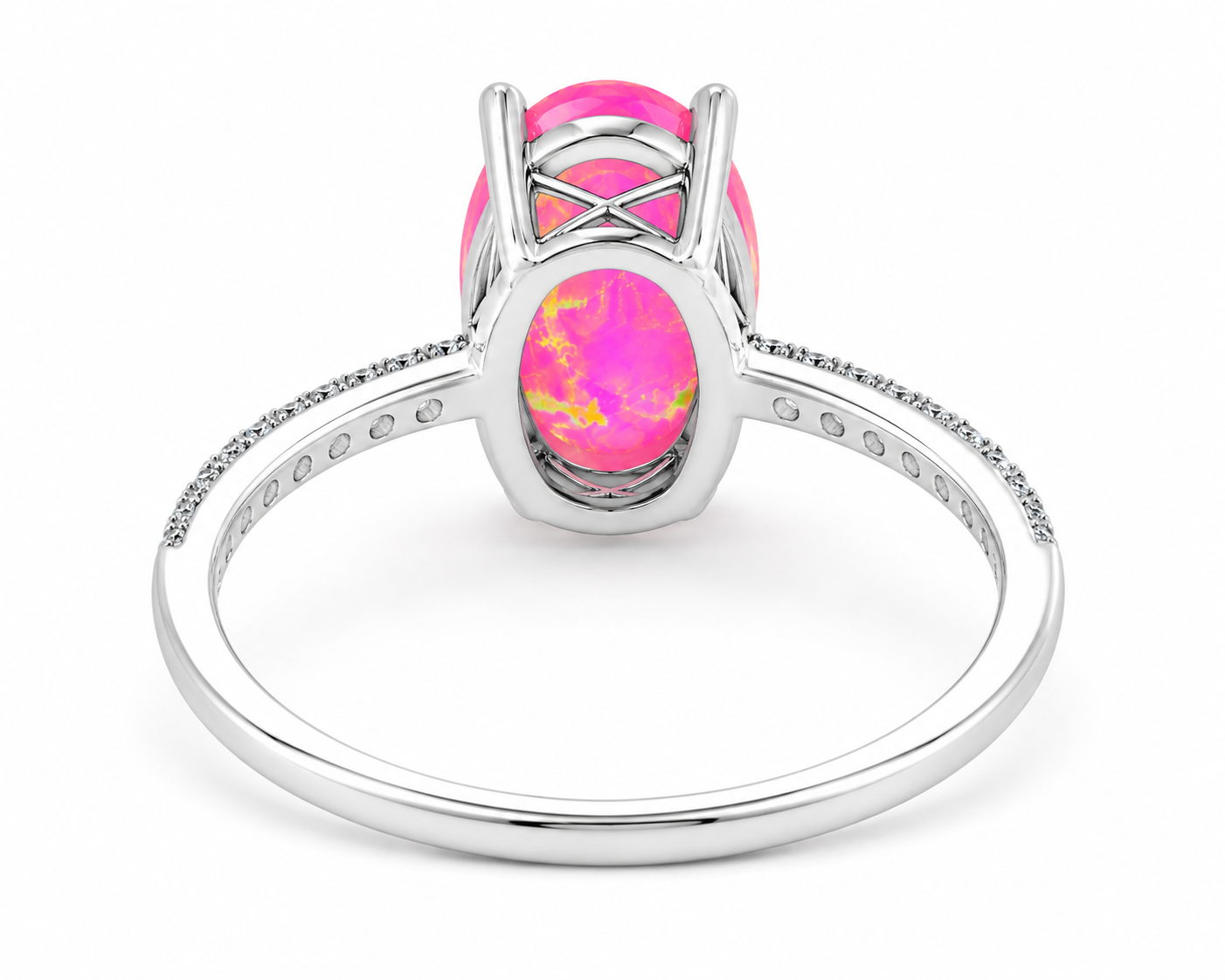 Pink Fire Opal Large Statement Ring 9x14mm, Natural Pink Fire Opal Ring