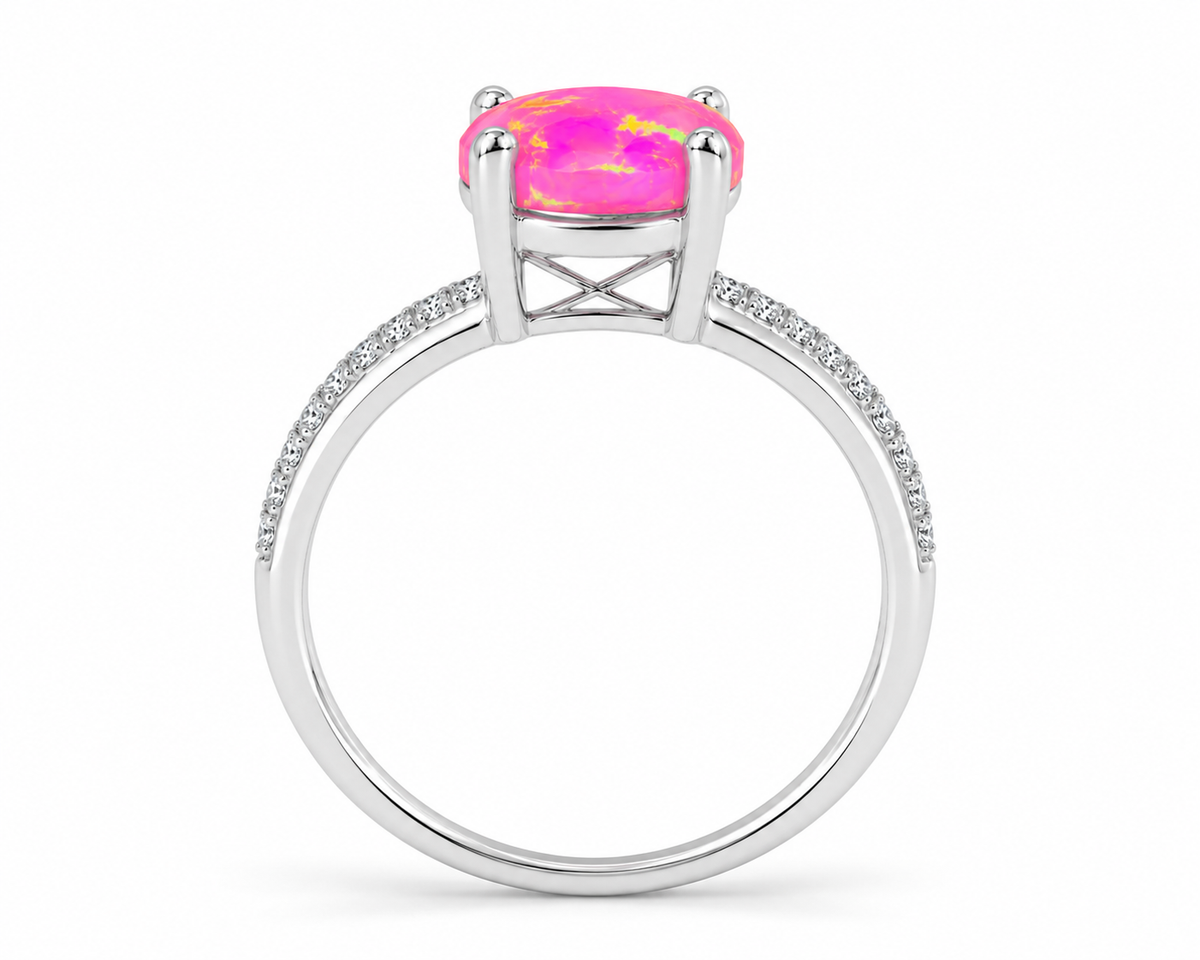 Pink Fire Opal Large Statement Ring 9x14mm, Natural Pink Fire Opal Ring