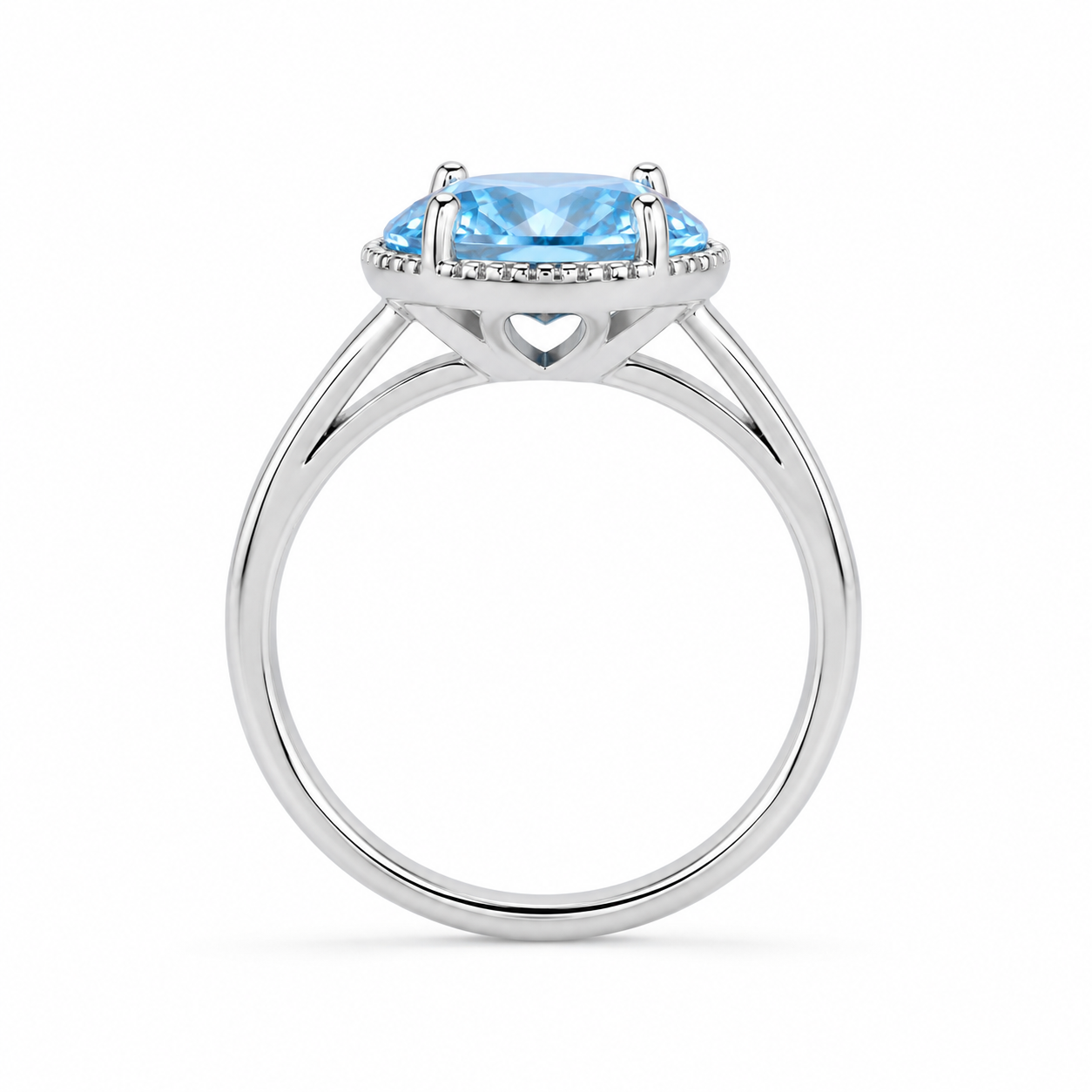 Sky Blue Topaz Gemstone Heart Ring 7mm