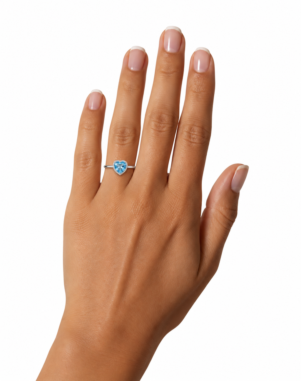 Sky Blue Topaz Gemstone Heart Ring 7mm
