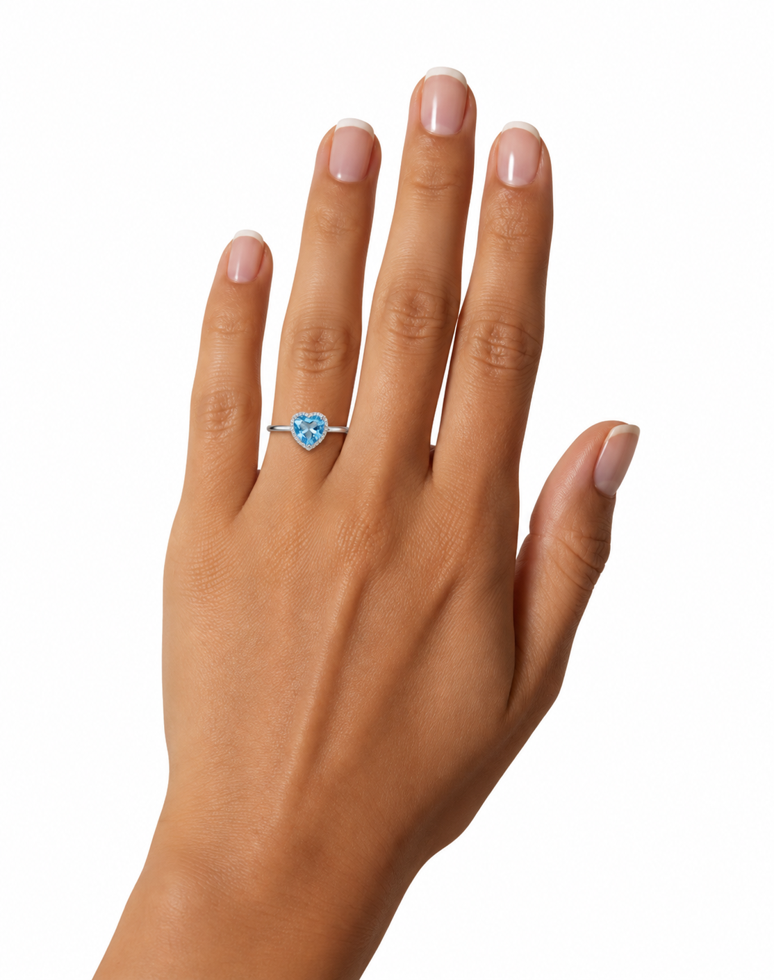 Sky Blue Topaz Gemstone Heart Ring 7mm