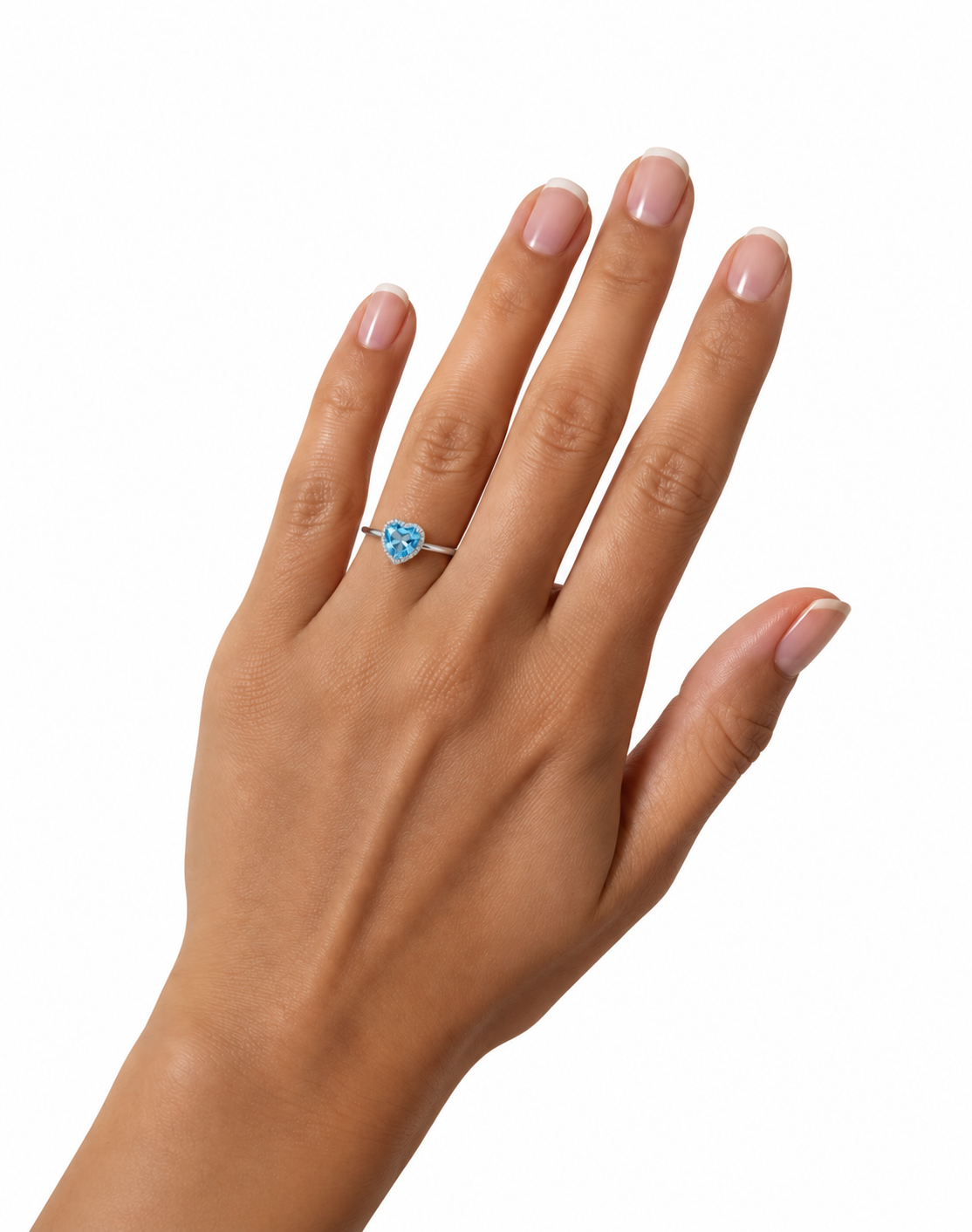 Sky Blue Topaz Gemstone Heart Ring 7mm