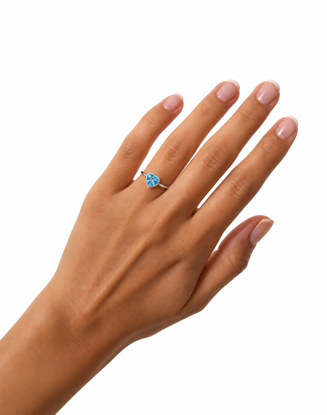Sky Blue Topaz Gemstone Heart Ring 7mm