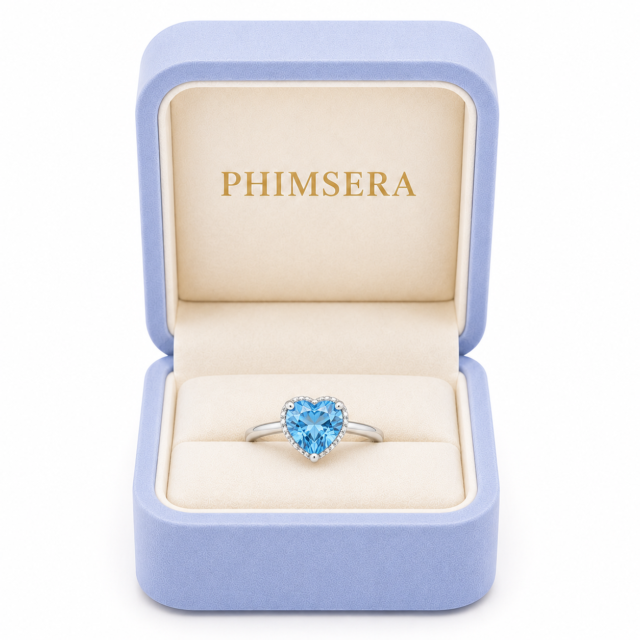 Sky Blue Topaz Gemstone Heart Ring 7mm