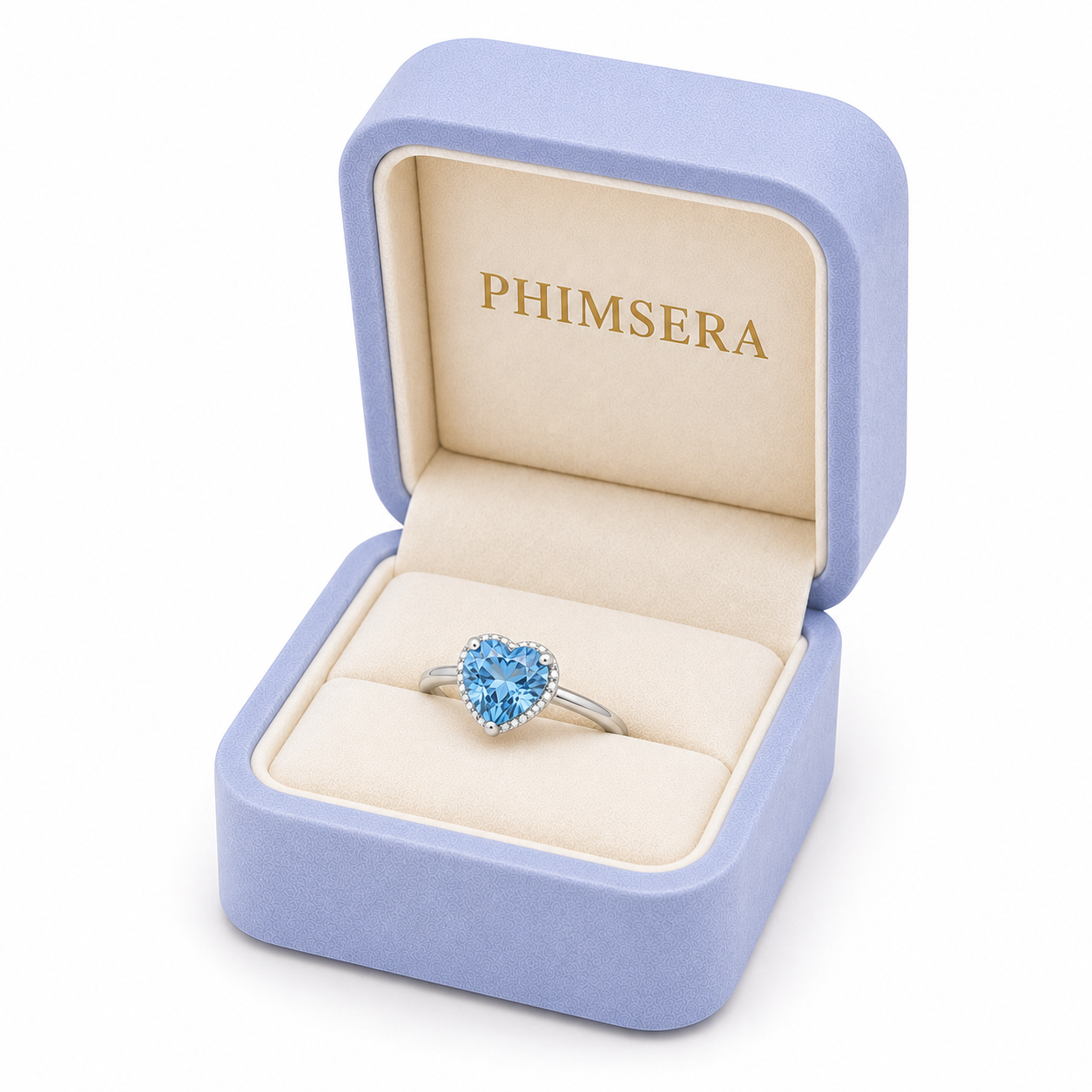 Sky Blue Topaz Gemstone Heart Ring 7mm