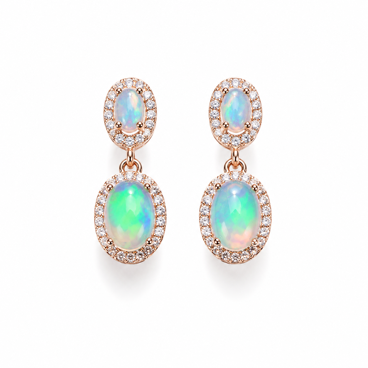 Natural Fire Opal Dangle Earrings, Colorful Opal Dangle Earrings 5x7mm