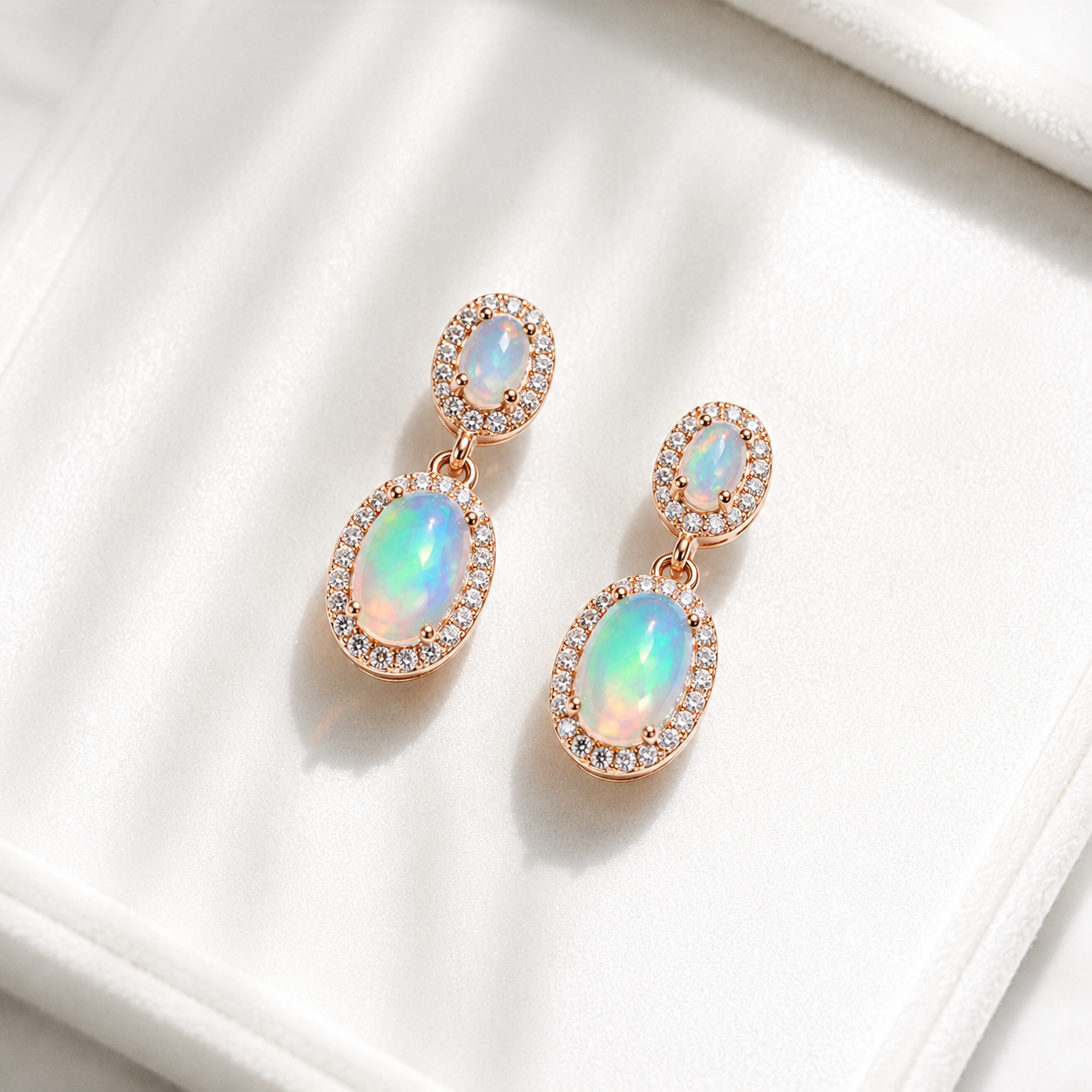 Natural Fire Opal Dangle Earrings, Colorful Opal Dangle Earrings 5x7mm