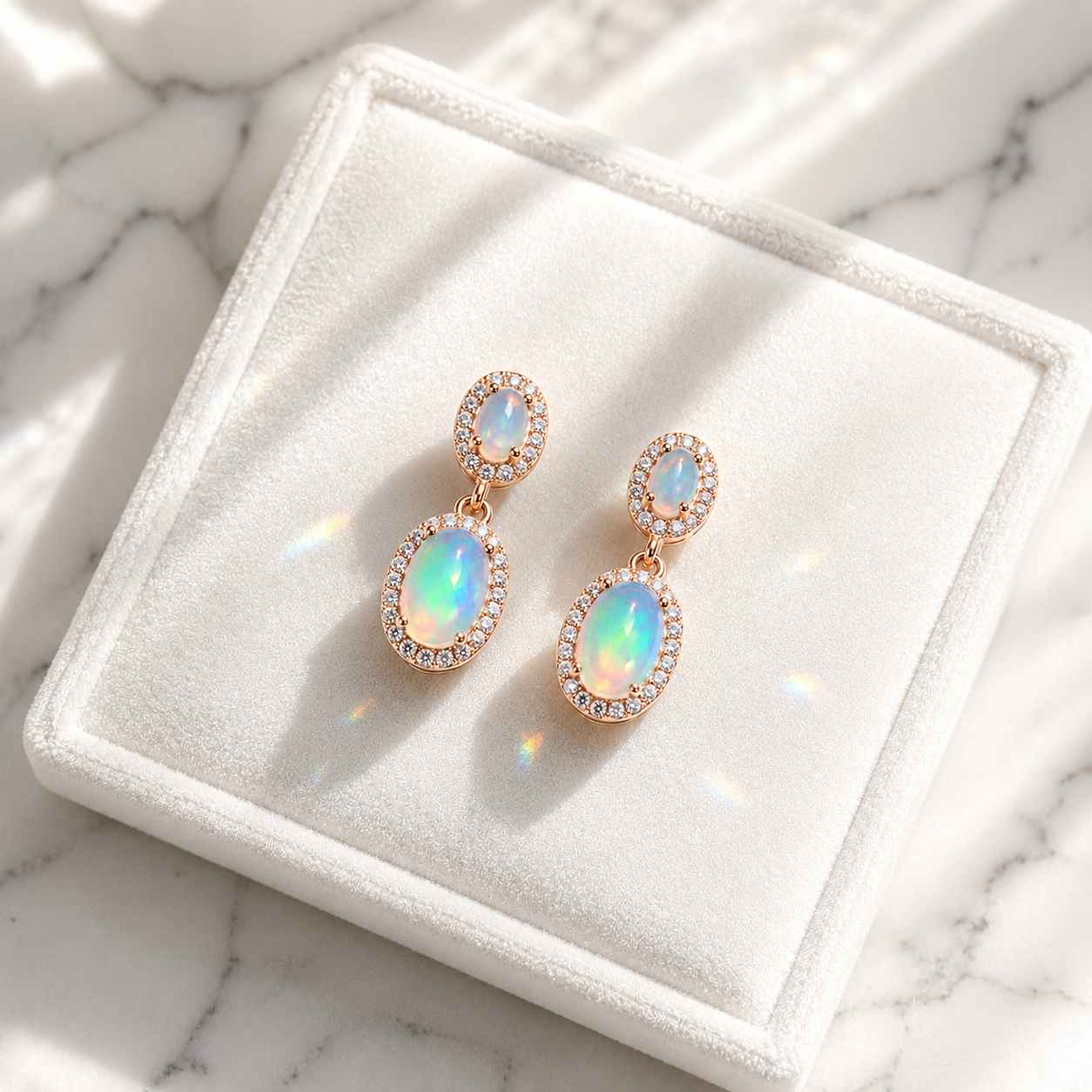 Natural Fire Opal Dangle Earrings, Colorful Opal Dangle Earrings 5x7mm