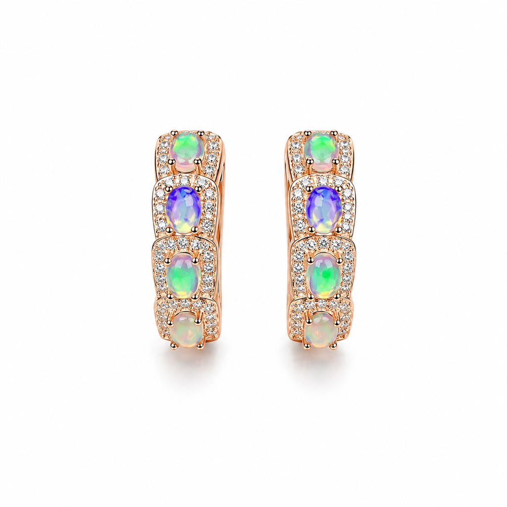 Natural Fire Opal Clip Earrings 3x4mm Sterling Silver, Opal Clip Earrings
