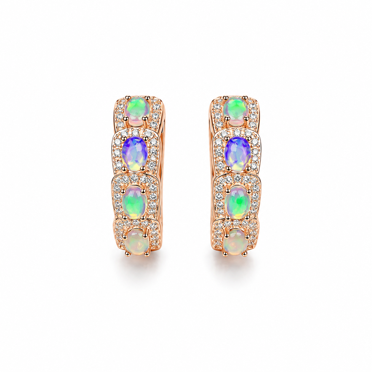Natural Fire Opal Clip Earrings 3x4mm Sterling Silver, Opal Clip Earrings