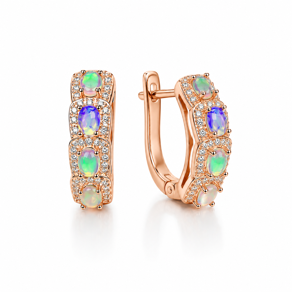 Natural Fire Opal Clip Earrings 3x4mm Sterling Silver, Opal Clip Earrings