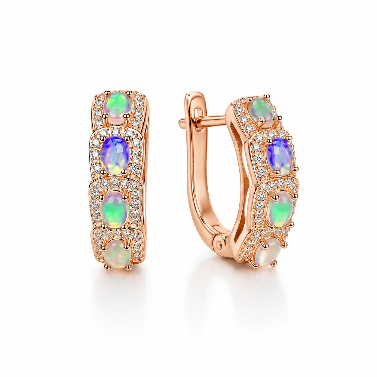 Natural Fire Opal Clip Earrings 3x4mm Sterling Silver, Opal Clip Earrings