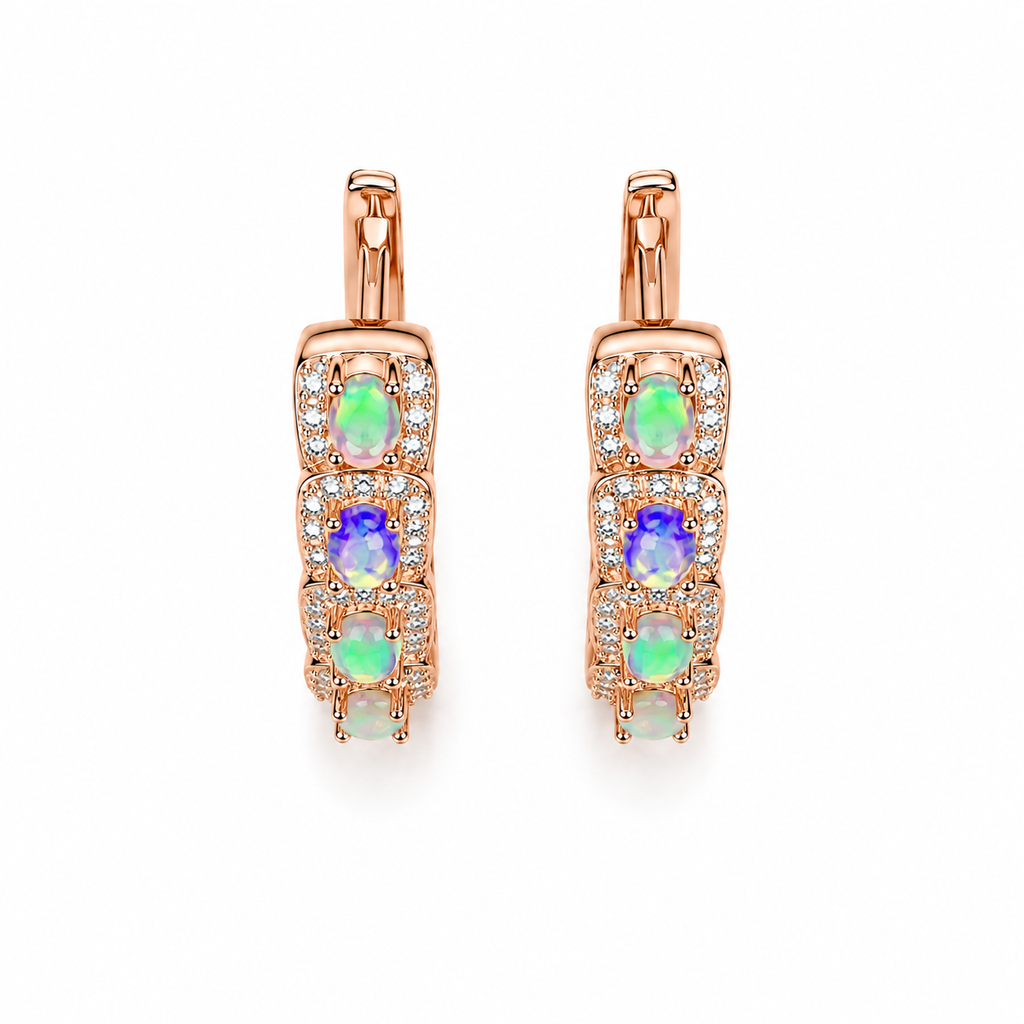Natural Fire Opal Clip Earrings 3x4mm Sterling Silver, Opal Clip Earrings