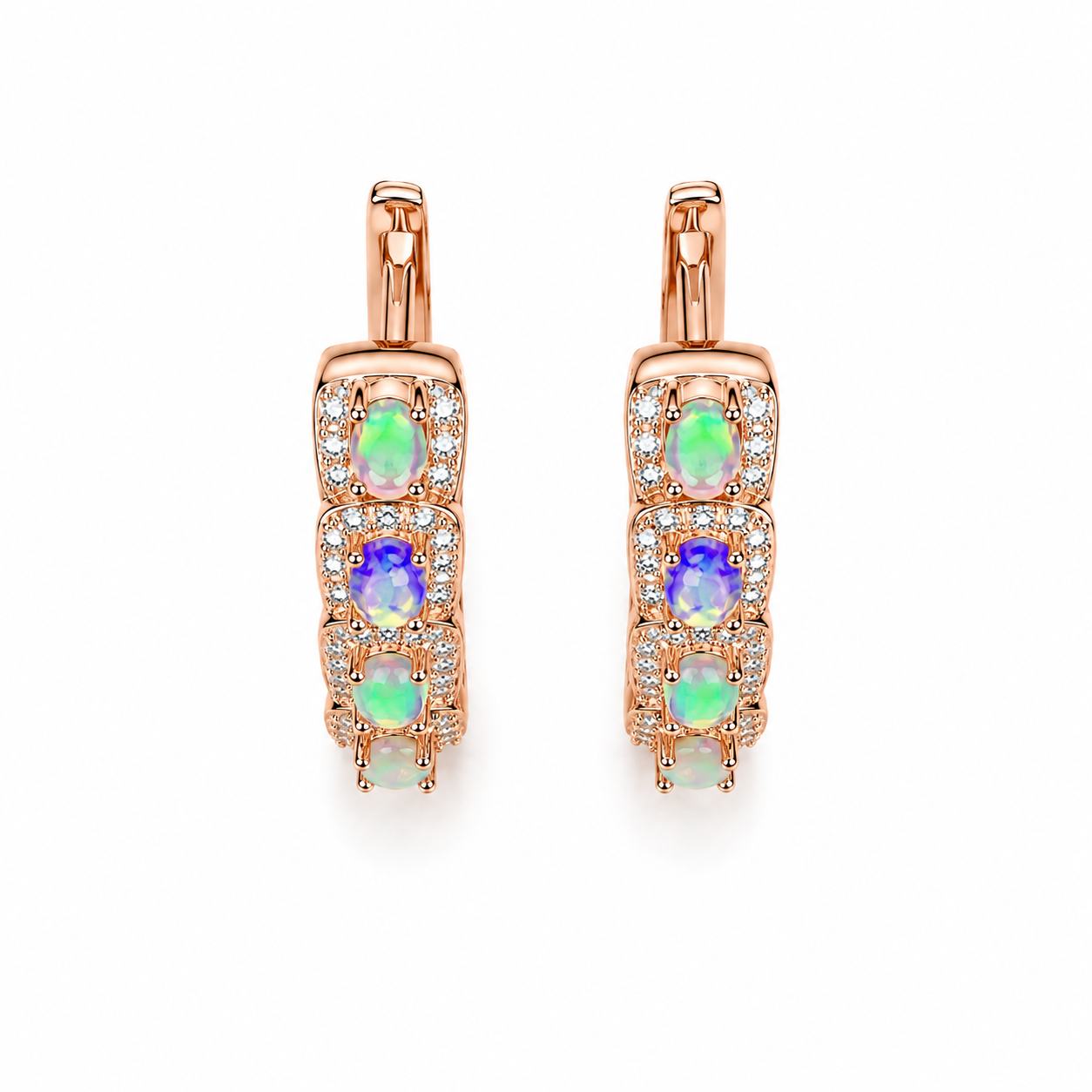 Natural Fire Opal Clip Earrings 3x4mm Sterling Silver, Opal Clip Earrings