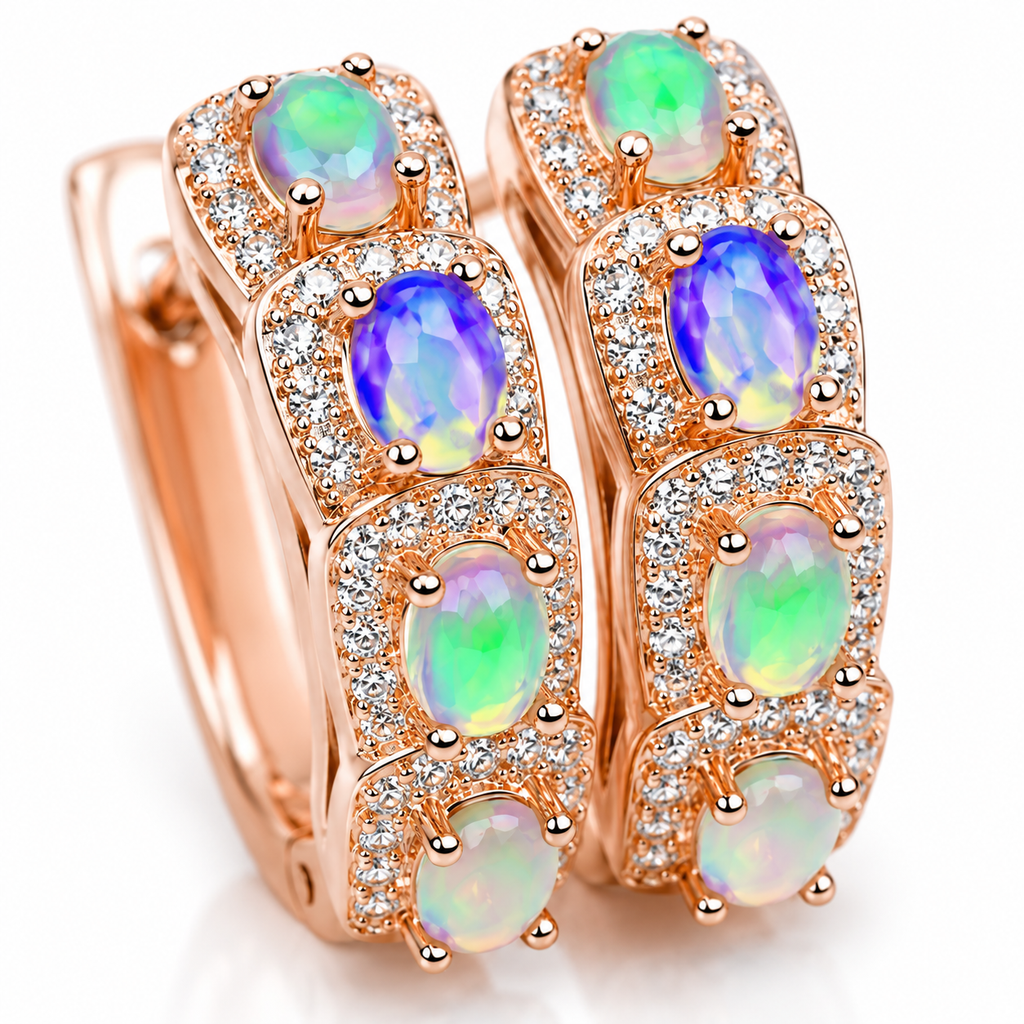 Natural Fire Opal Clip Earrings 3x4mm Sterling Silver, Opal Clip Earrings