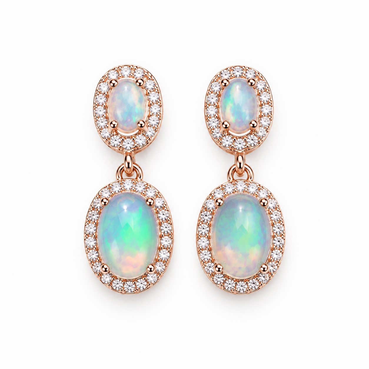Natural Fire Opal Dangle Earrings, Colorful Opal Dangle Earrings 5x7mm