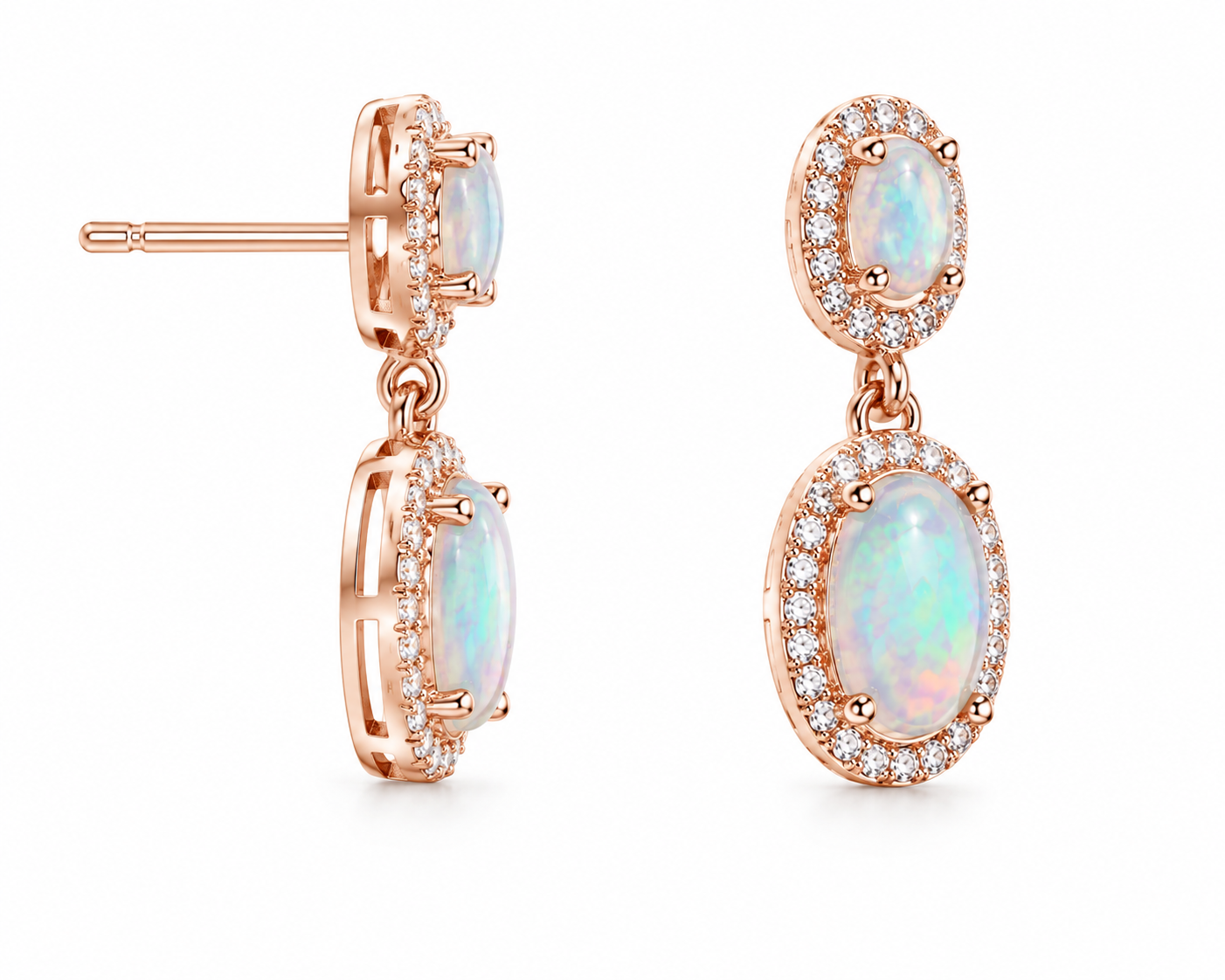 Natural Fire Opal Dangle Earrings, Colorful Opal Dangle Earrings 5x7mm
