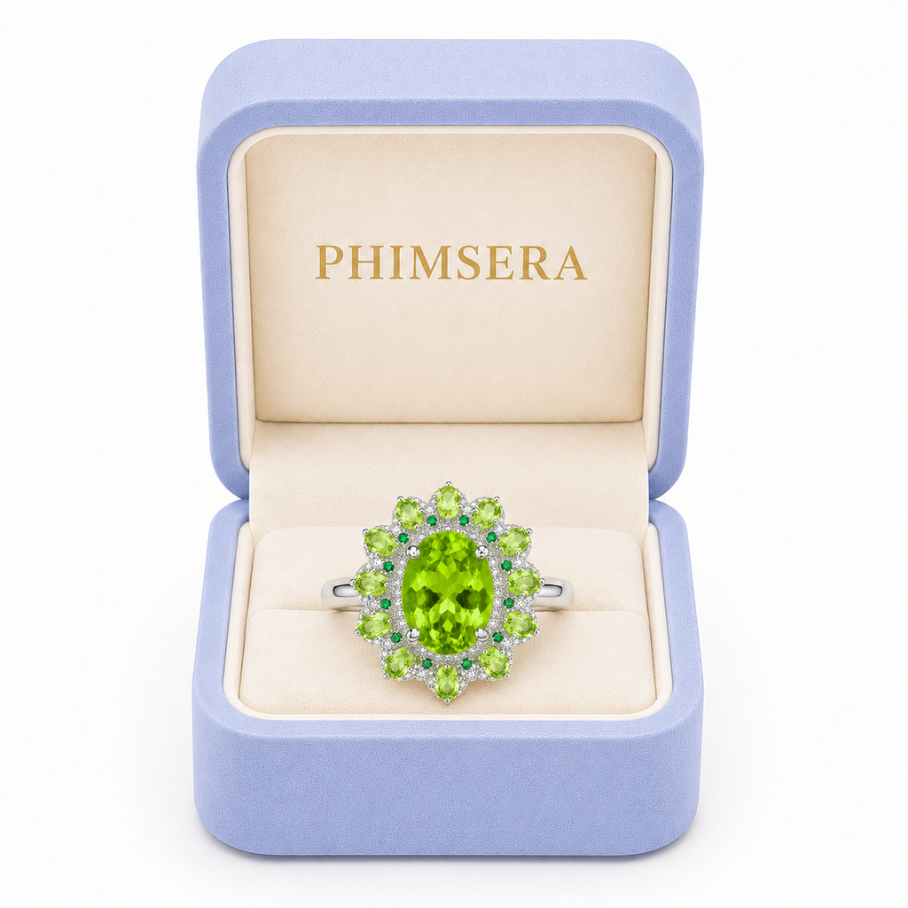 Large Peridot Cocktail Ring, August Birthstone Peridot